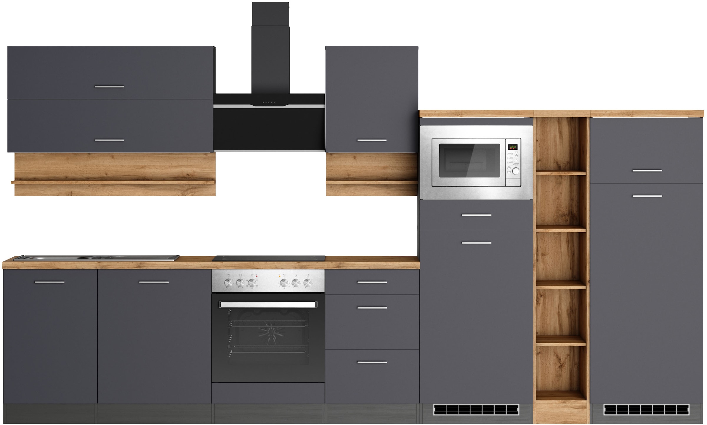 KOCHSTATION Küchenzeile »KS-Milan« 370 cm breit, robuste Metallauszüge, vie günstig online kaufen