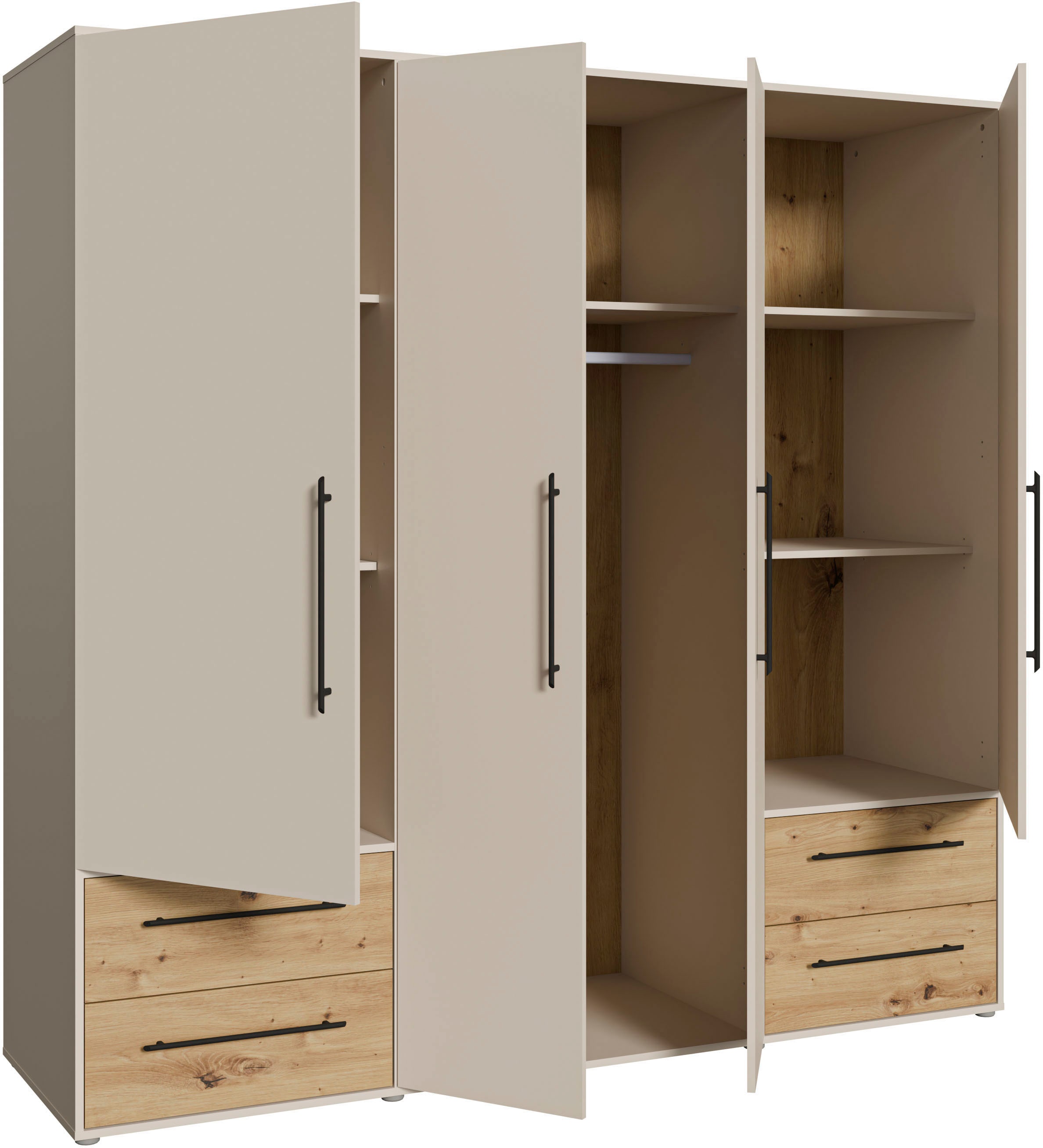 FORTE Kleiderschrank »Mokkaris ,Topseller, zeitloses Design, 3–4 Türen, Made in Europe« B/H/T ca. 145x200x59cm oder 206x200x59cm, 