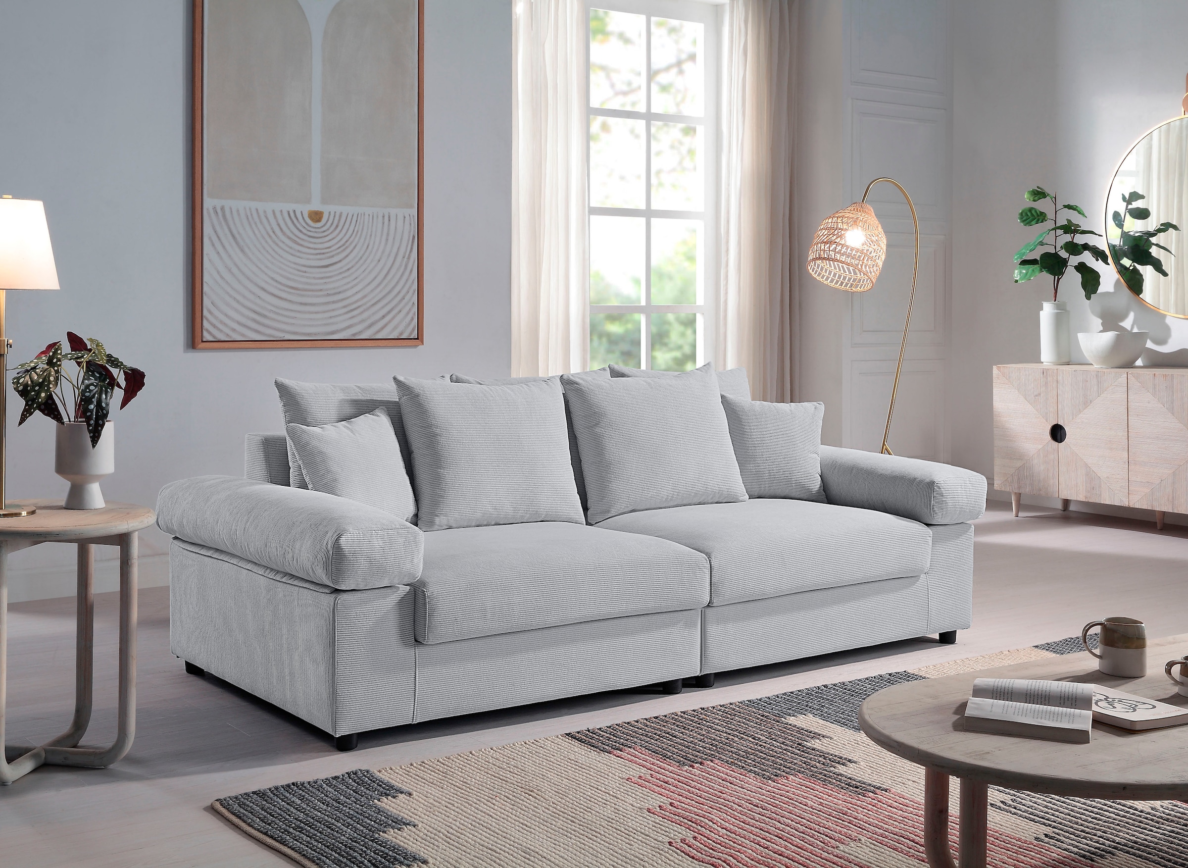 ATLANTIC home collection Big-Sofa »Bjoern«, mit Cord-Bezug, XXL-Sitzfläche, mit Federkern, frei im Raum stellbar