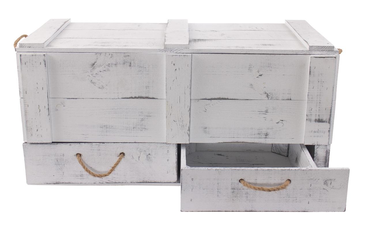 Holz Zollhaus Holzkiste »Vintage Shabby Weiss, 85 x 40 cm« Herkunftsland Ukraine, Holzart Kiefer