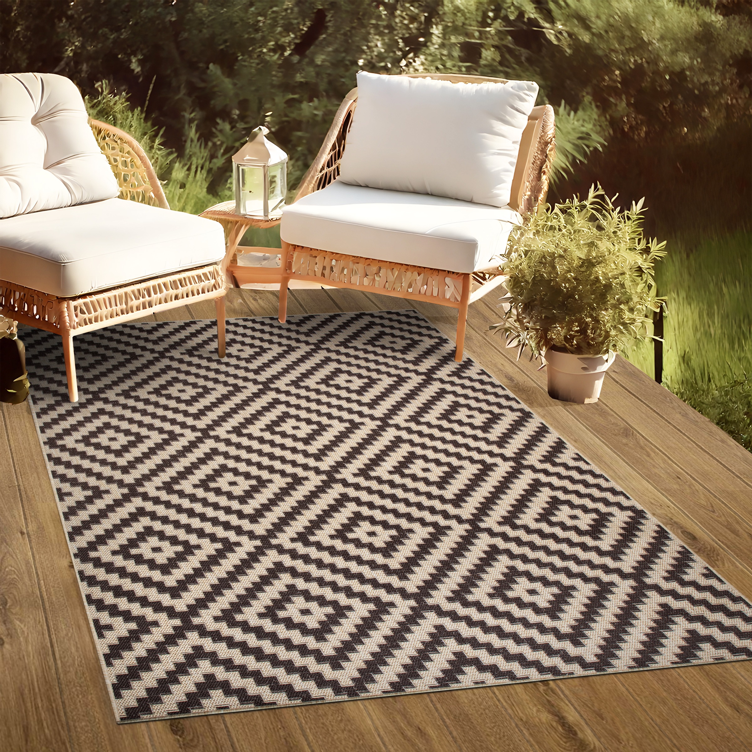 my home Teppich »Cordoba auch als Läufer erhältlich«, rechteckig, 3 mm Höhe, In- und Outdoor geeignet, Sisal-Optik, Wetterfest & UV-beständig, Boho