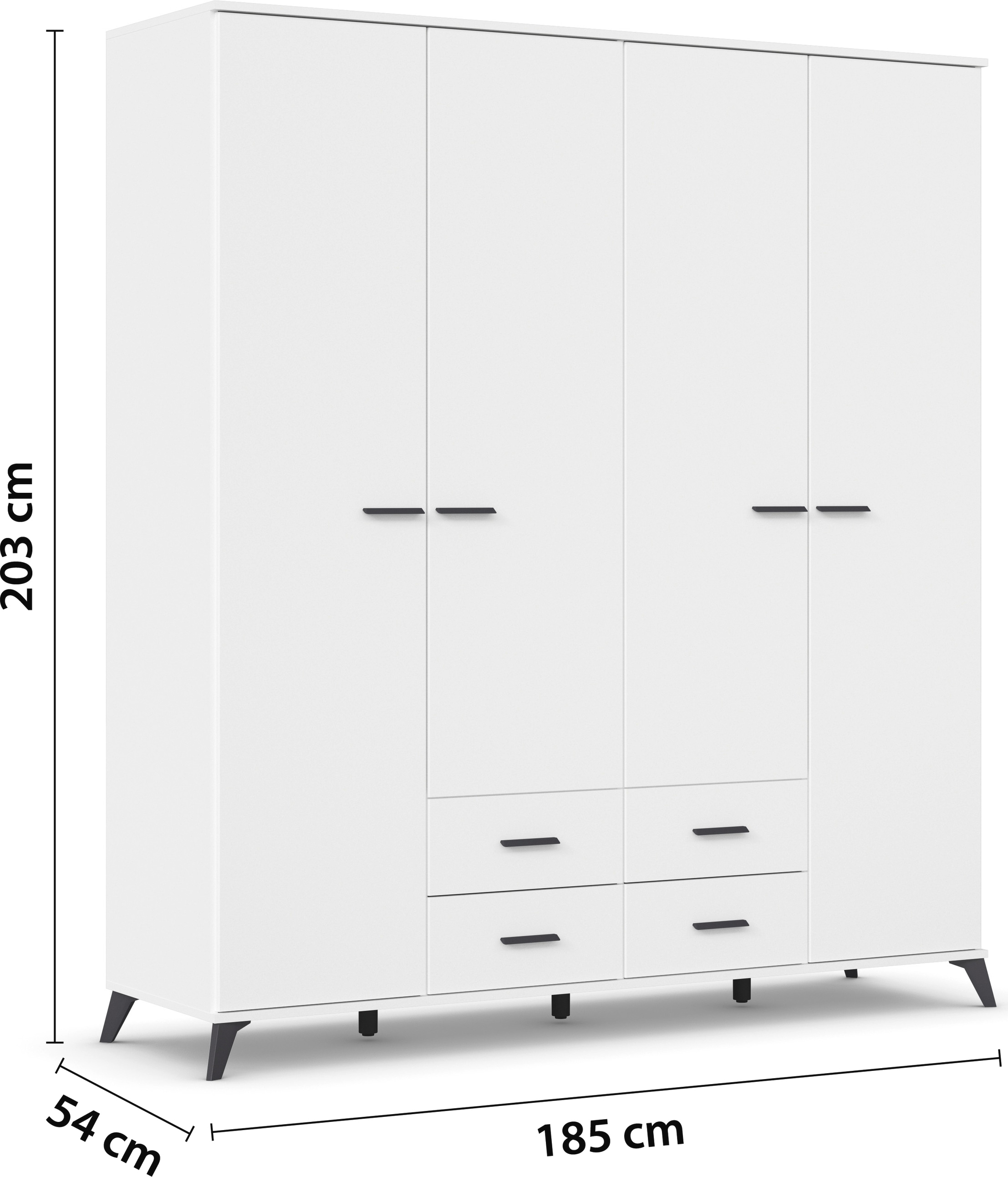 rauch Drehtürenschrank »Lucena«, mit schräg ausgestellten Füßen im Monochrom-Stil