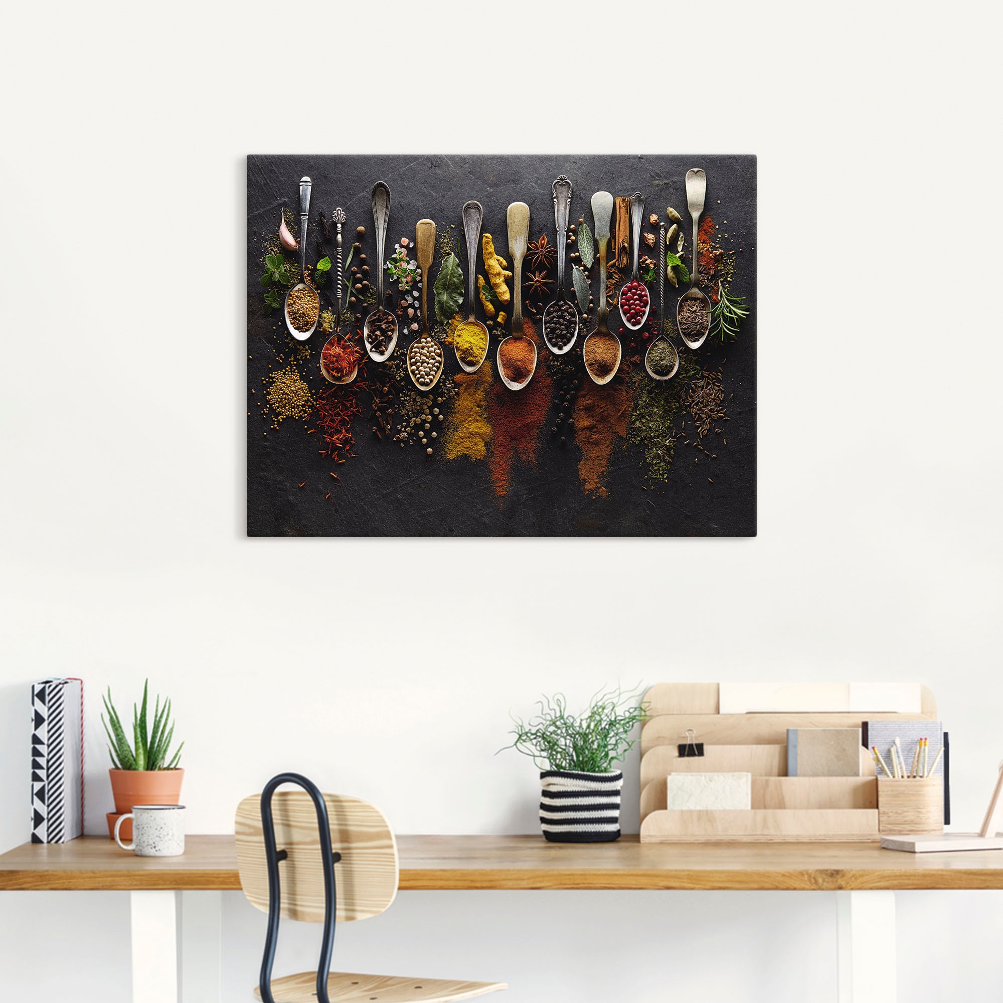 Artland Wandbild »Kräuter Gewürze Schiefer«, Lebensmittel, (1 St.), als Alubild, Outdoorbild, Leinwandbild, Poster, Wandaufkleber