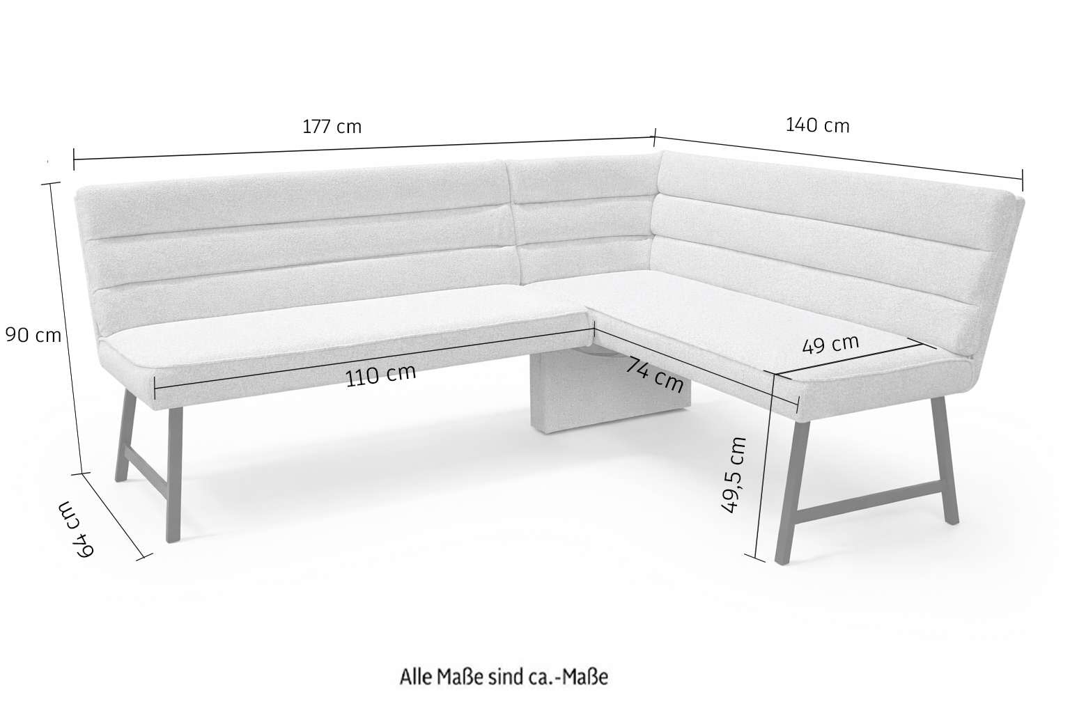 OTTO home Eckbankgruppe »Oregon Essecke, Sitzgruppe, Küchenbankgruppe« Set, 4er, 4 tlg. Eckbank mit Metallfüßen, Esstisch in Eiche massiv