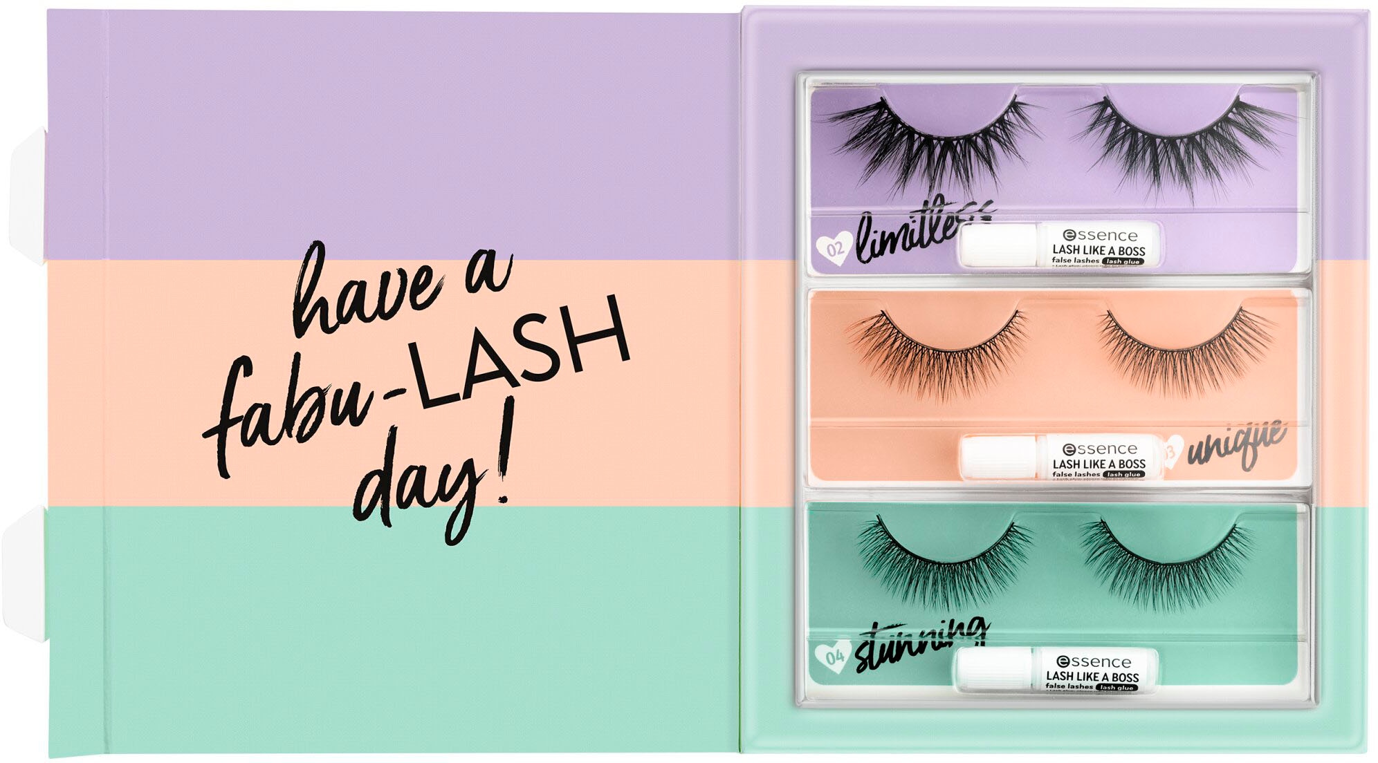 Essence Bandwimpern »3x LASH LIKE A BOSS false lashes set«, (Set, 3 tlg.)