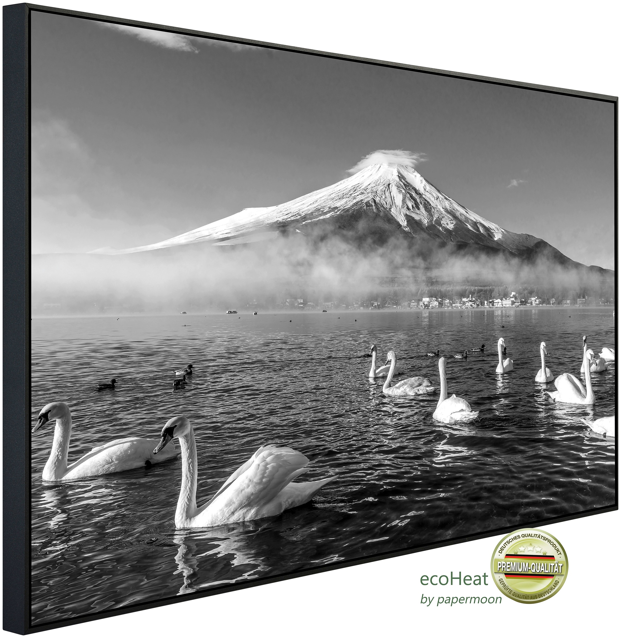 Papermoon Infrarotheizung »Mount Fuji mit Schwänen Schwarz & Weiß«, sehr an günstig online kaufen