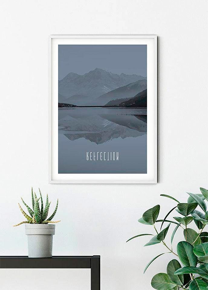 Komar Bild »Word Lake Reflection Steel«, Natur, (1 St.), Wandbild zur Dekoration - ohne Rahmen