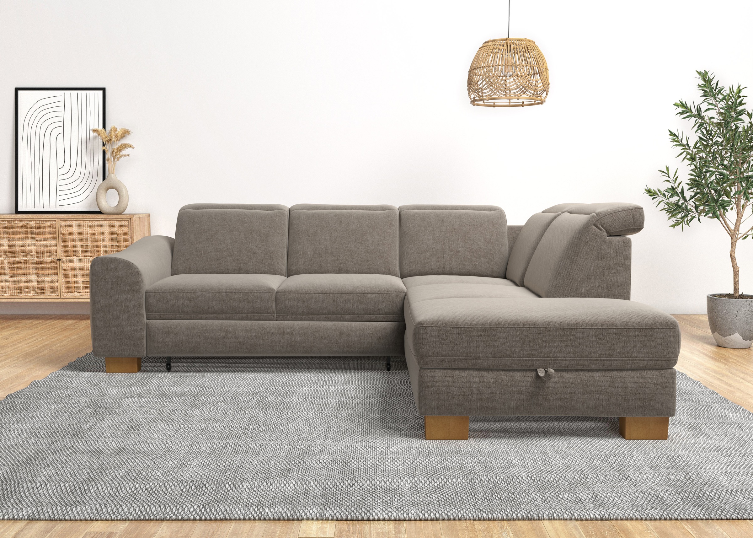 Home affaire Ecksofa »Dundee L-Form«, wahlweise mit Kopfteilverstellung und zusätzlich mit Bettfunktion