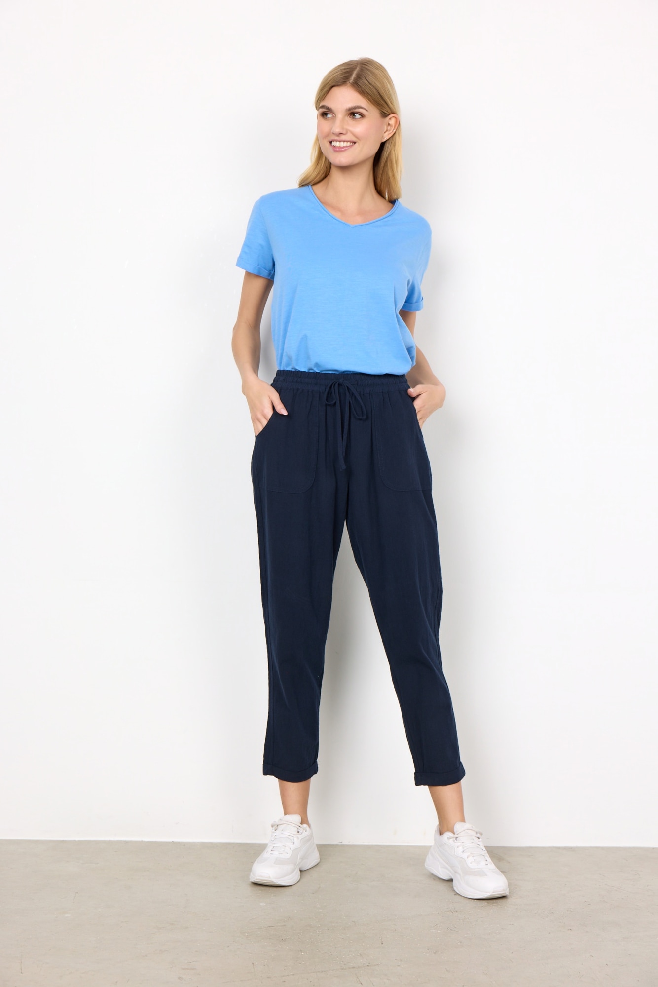 soyaconcept Schlupfhose »SC-CISSIE 10-C«, leichte Sommerhose aus Baumwolle in Leinenoptik