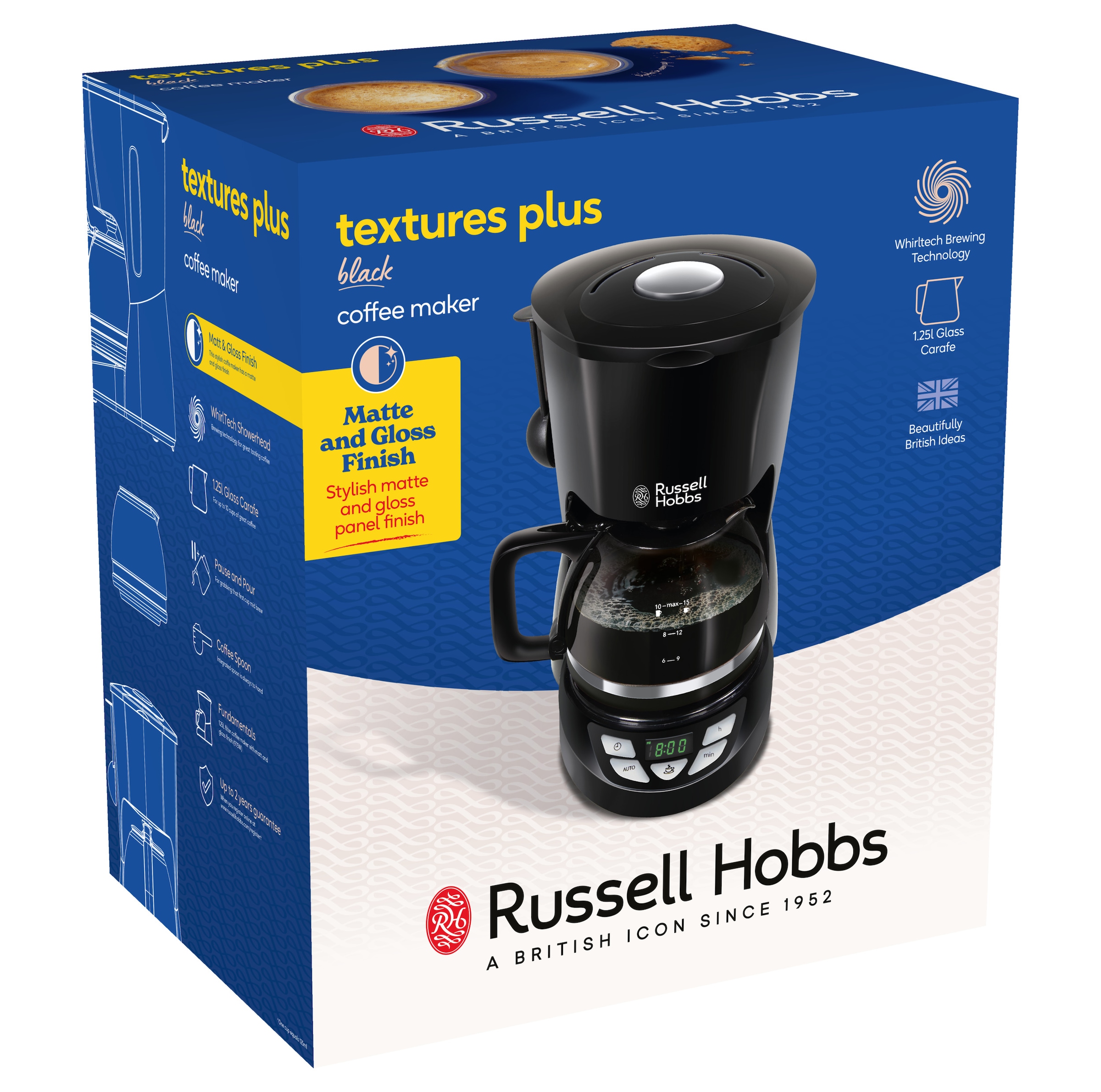RUSSELL HOBBS Filterkaffeemaschine »22620-56 Textures Plus«, 1,25 l Kaffeekanne, Papierfilter, 1x4