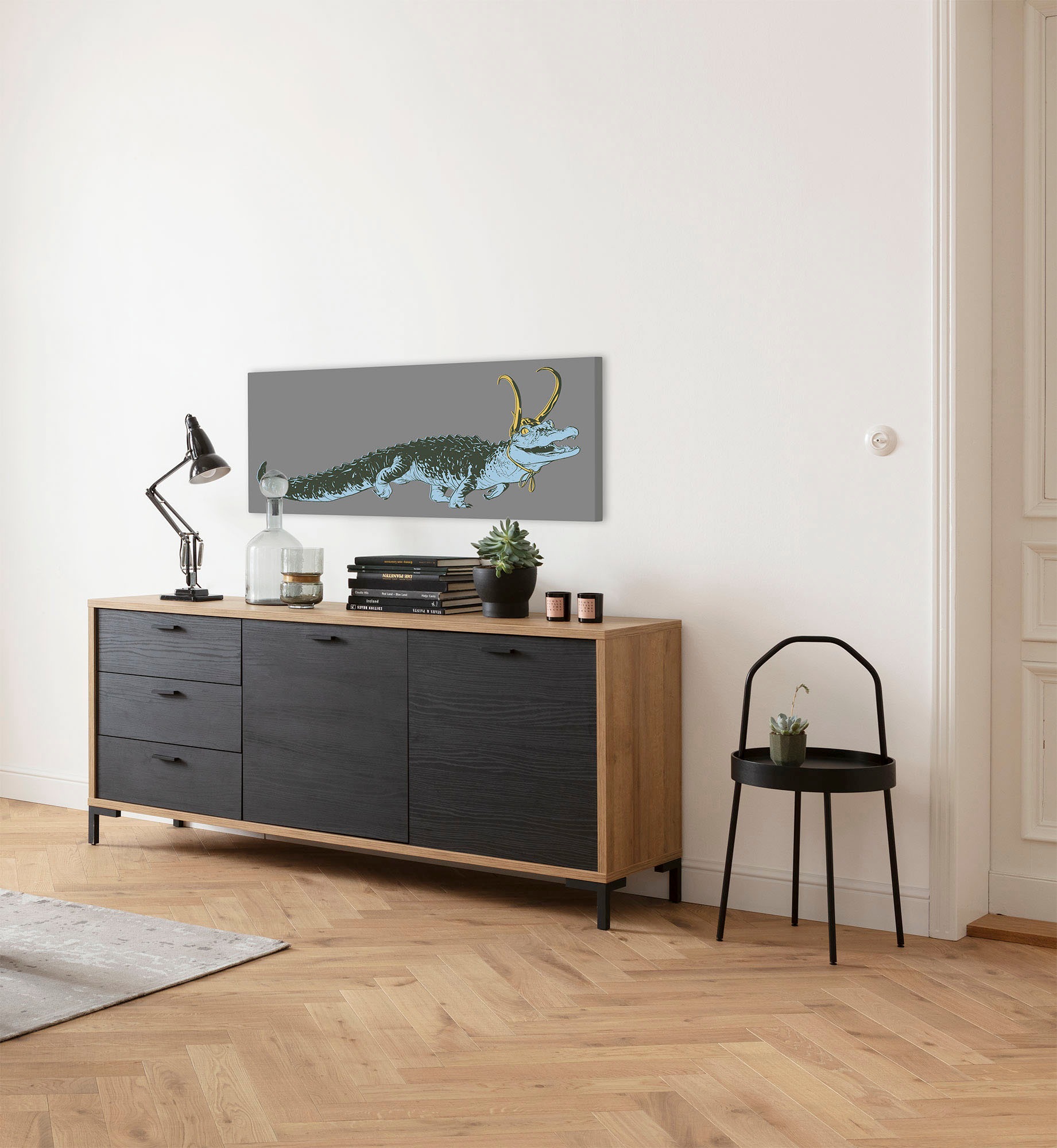Komar Leinwandbild »Loki Alligator Variance - Größe 90 x 40 cm«, Disney, (1 St., 90 x 40 cm (Breite x Höhe), Keilrahmenbild mit Echtholzrahmen, Kinderzimmer