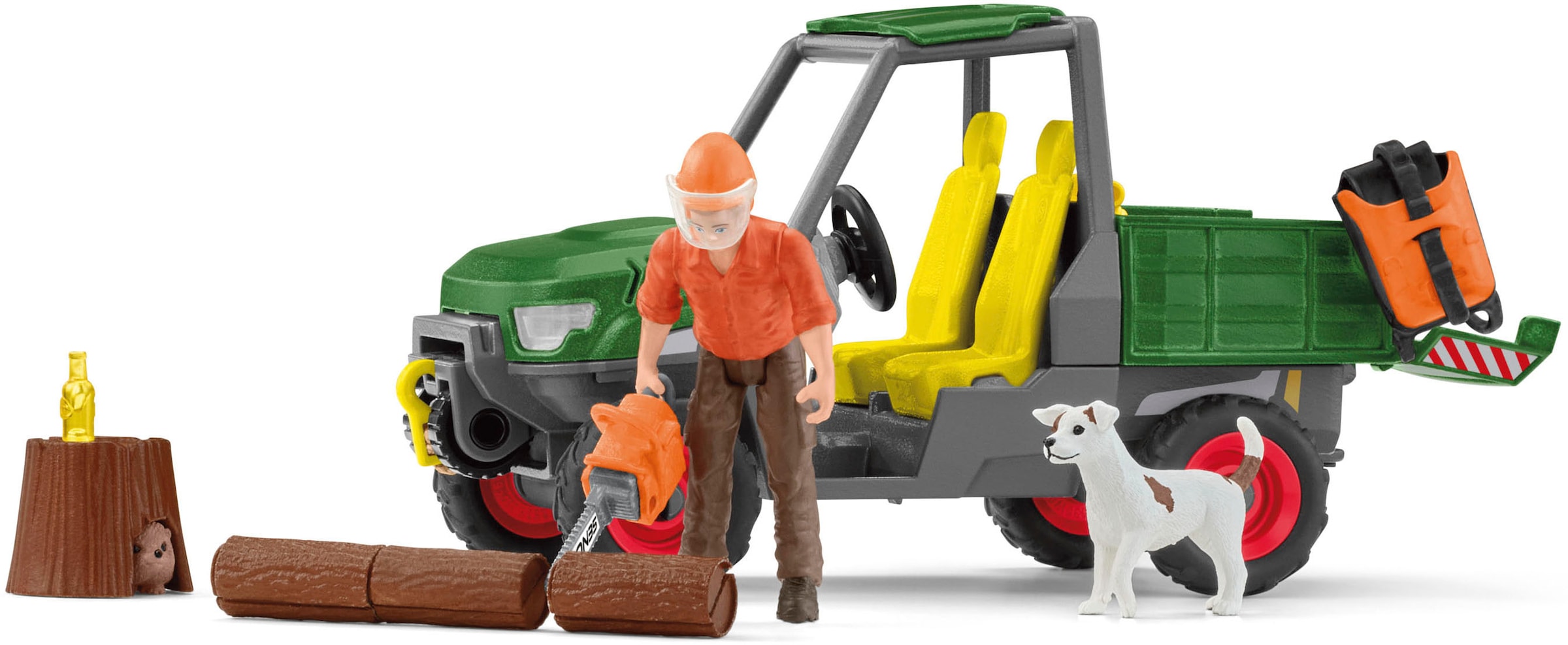 Schleich® Spielwelt »FARM WORLD, Waldbauer mit Fahrzeug (42659)«