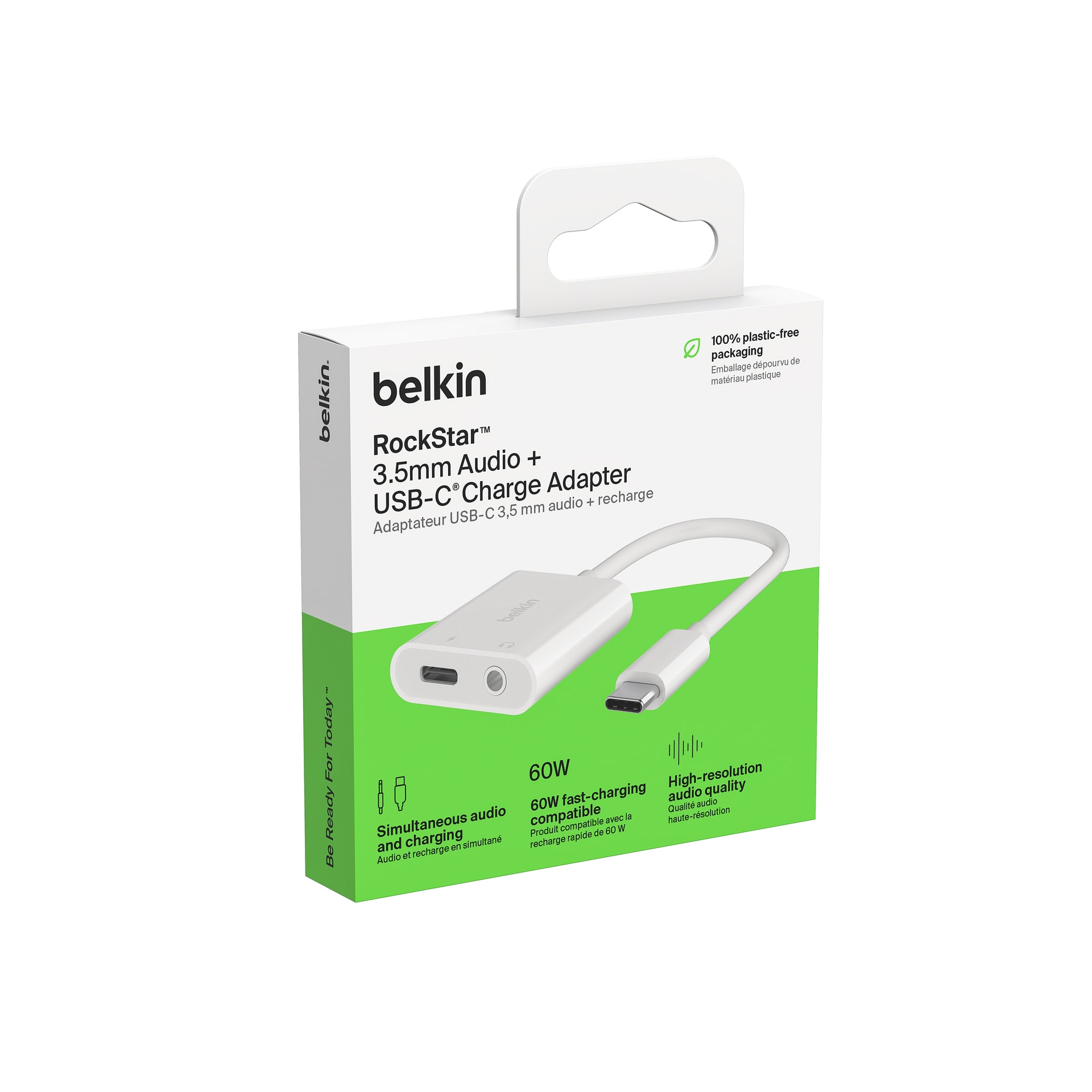 Belkin Audio-Adapter »RockStar 3,5mm-Klinken-Audio- und USB-C-Ladeadapter«, USB Typ C zu 3,5-mm-Klinke, 4,68 cm, kompatibel mit USB-PD und Quick Charge 2.0