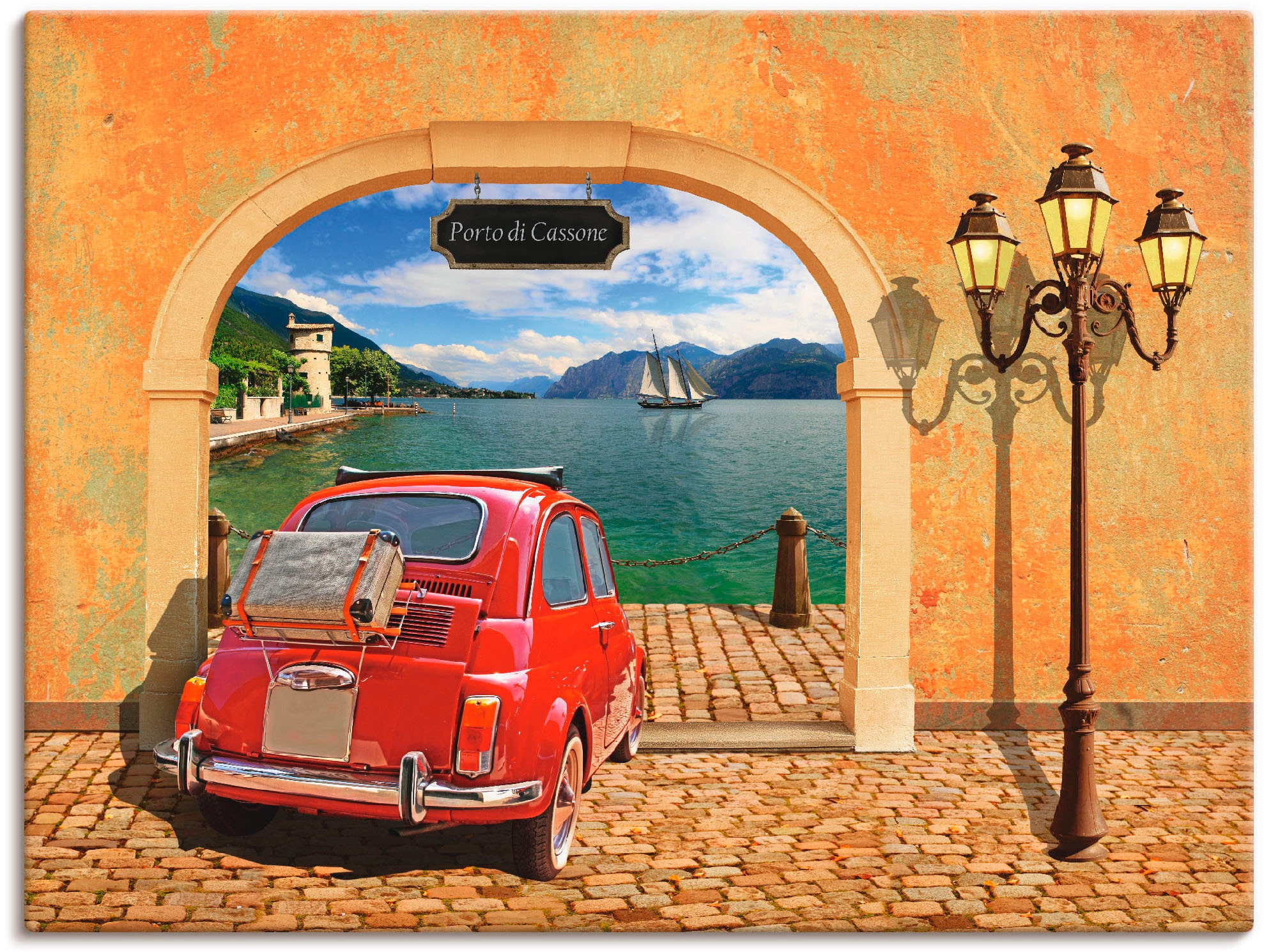Artland Wandbild »Kleiner italienischer Hafen«, Auto, (1 St.), als Leinwand günstig online kaufen