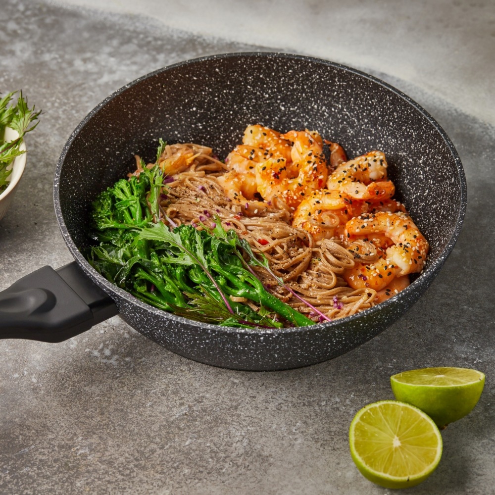 RESTO Kitchenware Bratpfanne »Antlia, tiefe Pfanne mit ergonomischem Soft-Touch-Griff«, Aluminium, (1 tlg.), Marmor-Antihaftbeschichtung, 4-lagig, für alle Herdarten geeignet