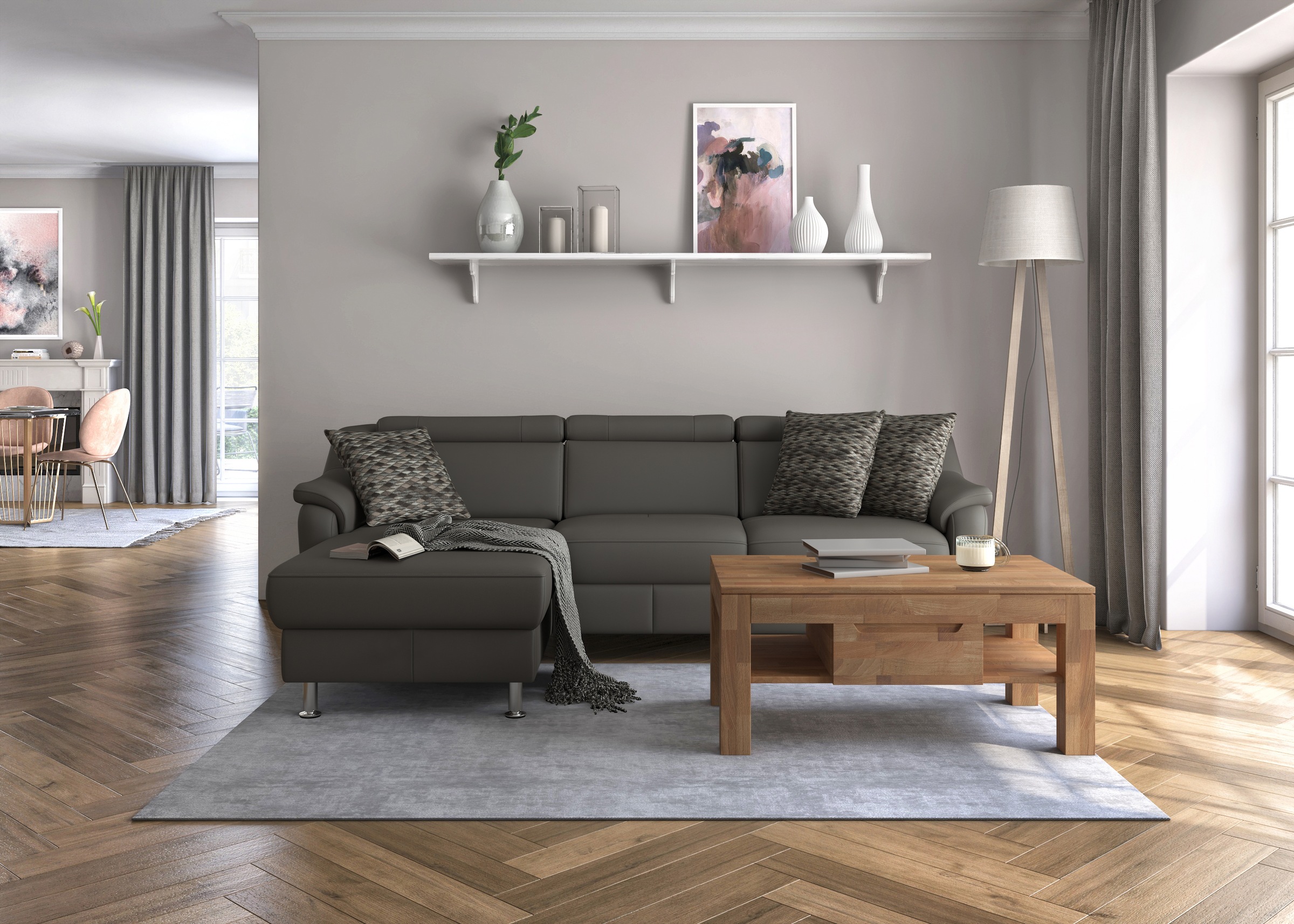 sit&more Ecksofa »Freetown L-Form«, inklusive Kopfteilverstellung und komfortablem Federkern