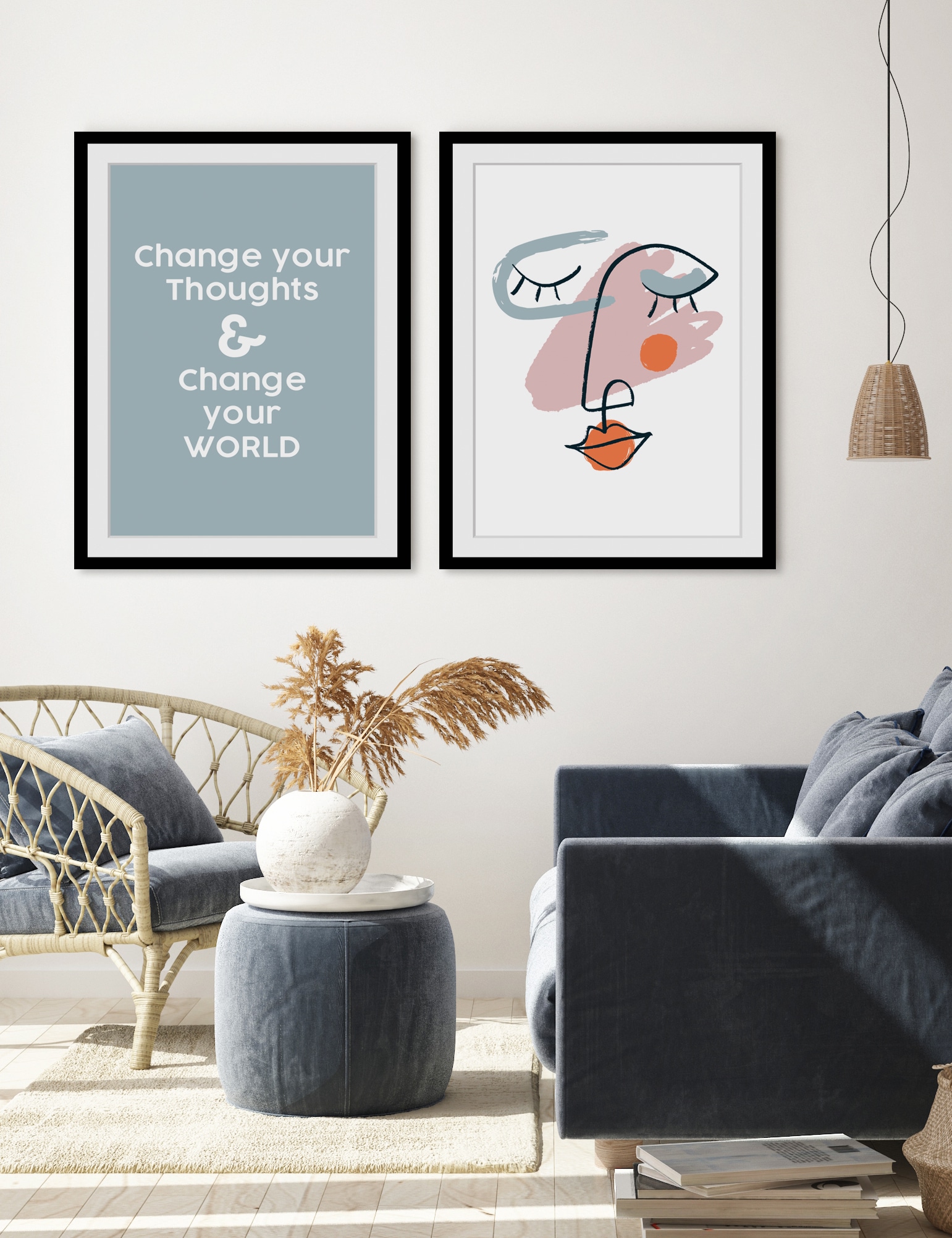 queence Bild »Marina«, Abstrakt-Kunst-Gemälde-Figuren-Gesicht, HD Premium Poster-Druck inkl. Holzrahmen