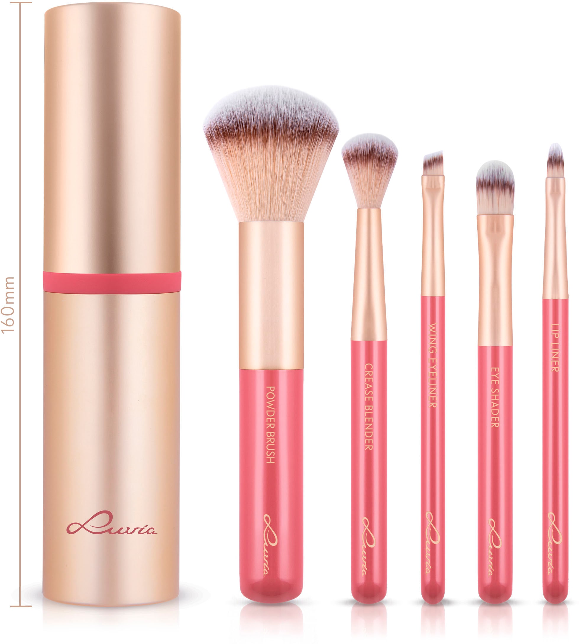 Luvia Cosmetics Puderpinsel »Travel Set - Anniversary«, (Set, 5 tlg.), Veganes Pinselhaar für perfekten Look.