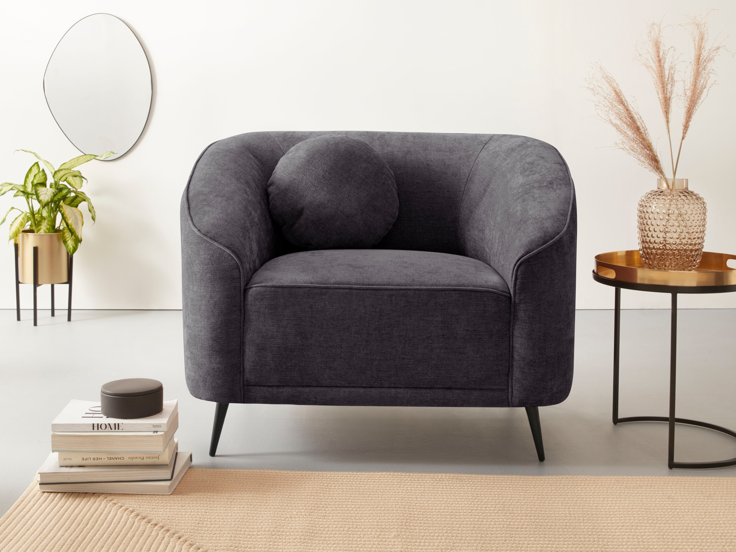 Home affaire Sessel »Ashly« in 3 Bezugsvarianten, Bouclé, Samtoptik und Str günstig online kaufen