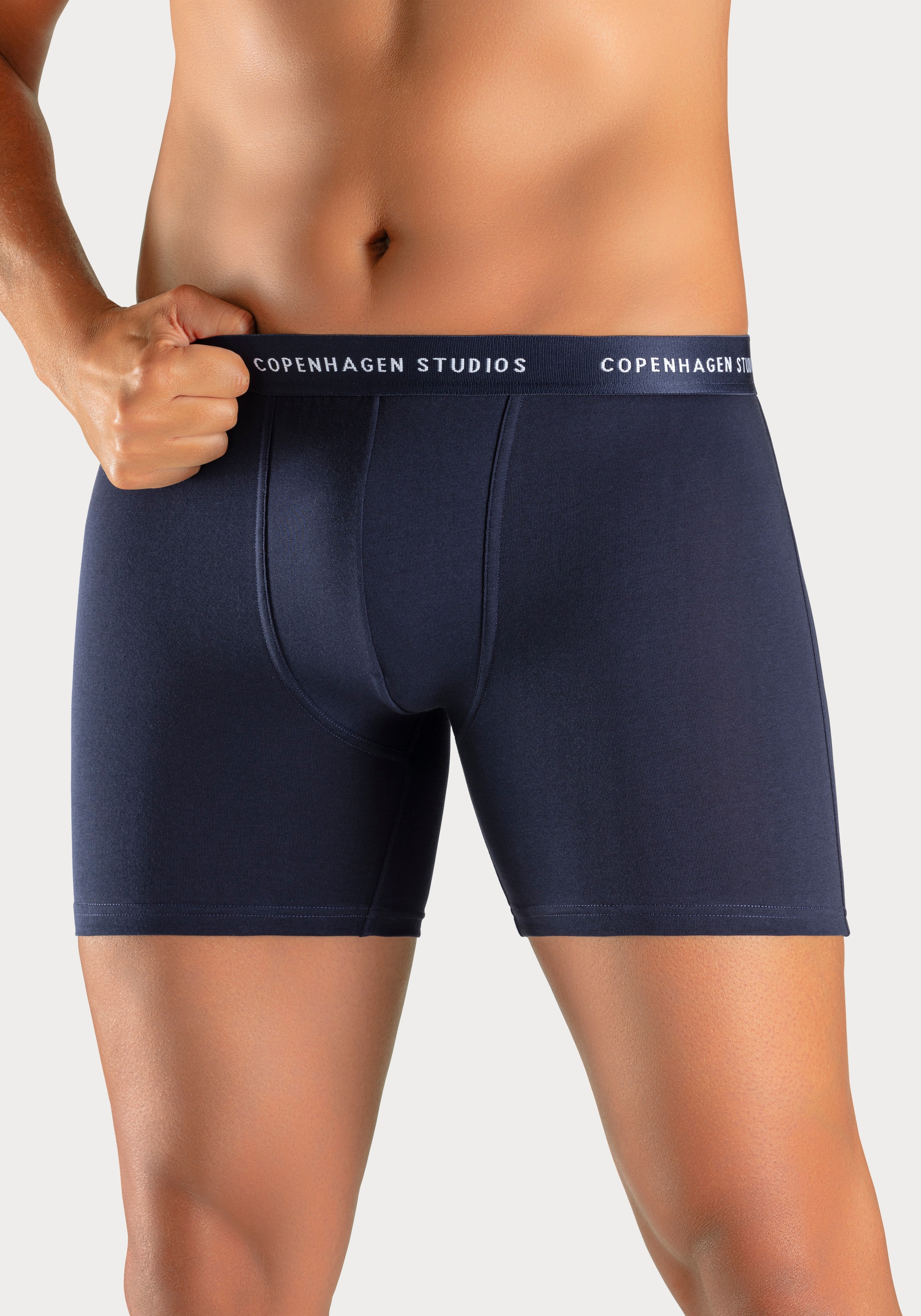 Copenhagen Studios Langer Boxer »Boxershorts für Herren«, (3 St.), mit längerem Bein und Logobund