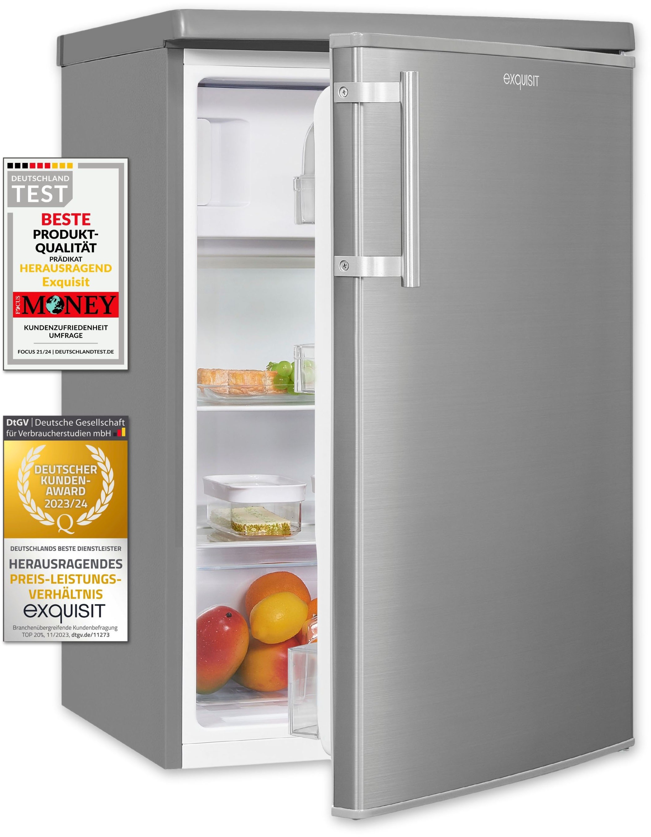 exquisit Kühlschrank »KS16-4-HE-040D inoxlook«, 109 Liter Nutzinhalt, stufe günstig online kaufen