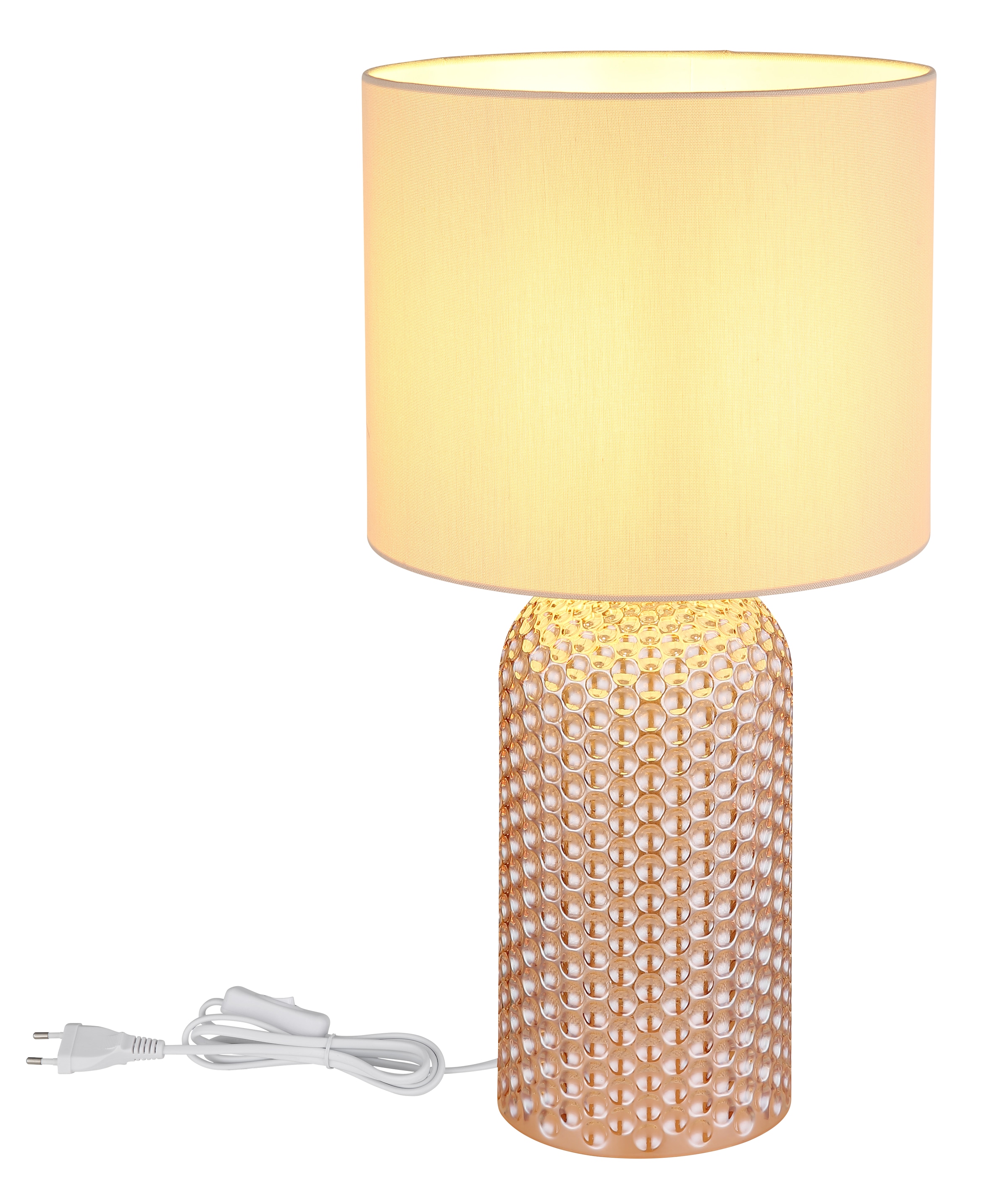 GLOBO LIGHTING Tischleuchte »SOFIA«, Leuchtmittel E27 | ohne Leuchtmittel, Tischlampe/champagnerfarben/Wohnzimmer/Flur/Schlafzimmer