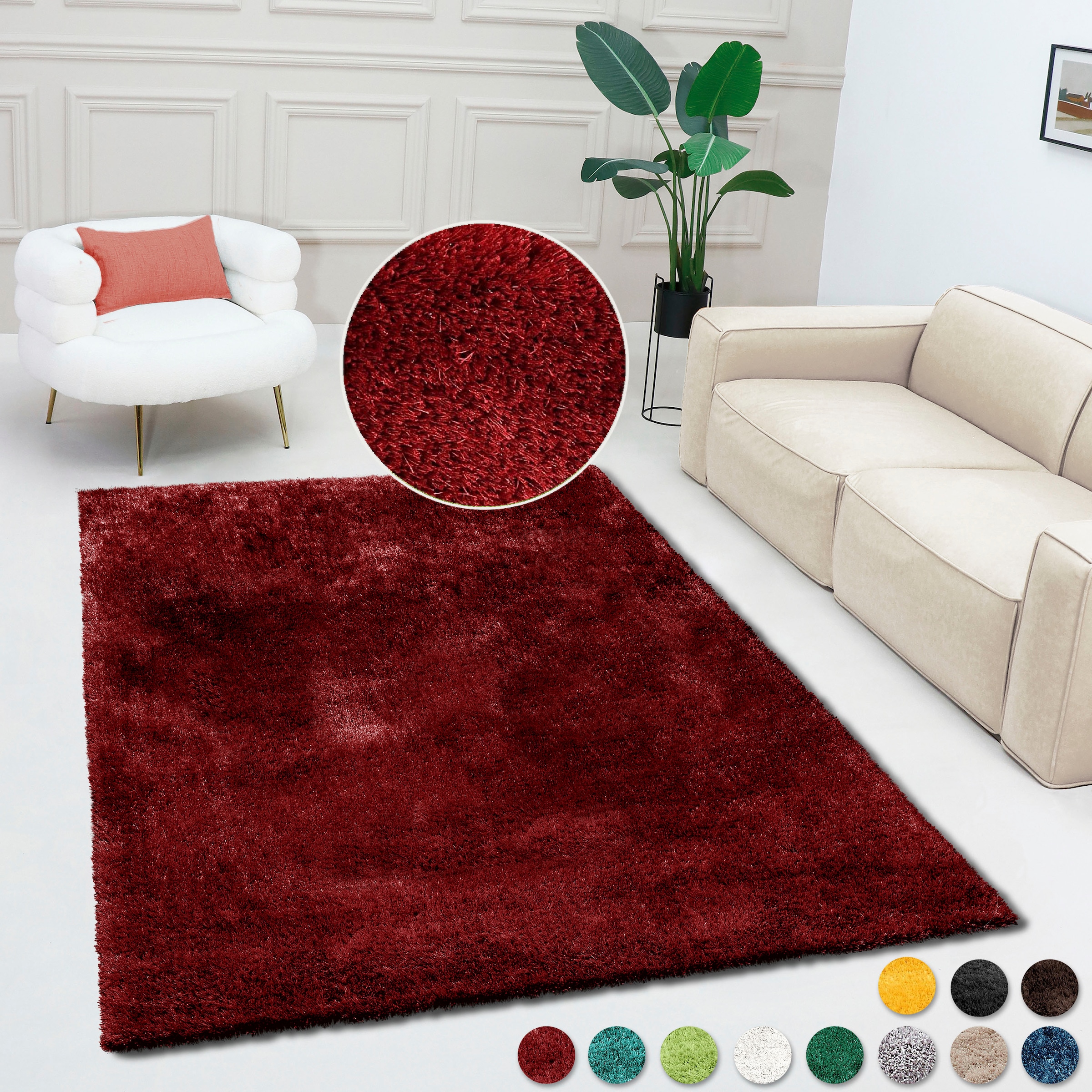 Bruno Banani Teppich »Dana Teppich, besonders weich und kuschelig, Kundenliebling«, rechteckig, 30 mm Höhe, uni, Mikrofaser Teppiche, Wohnzimmer, Schlafzimmer, Esszimmer