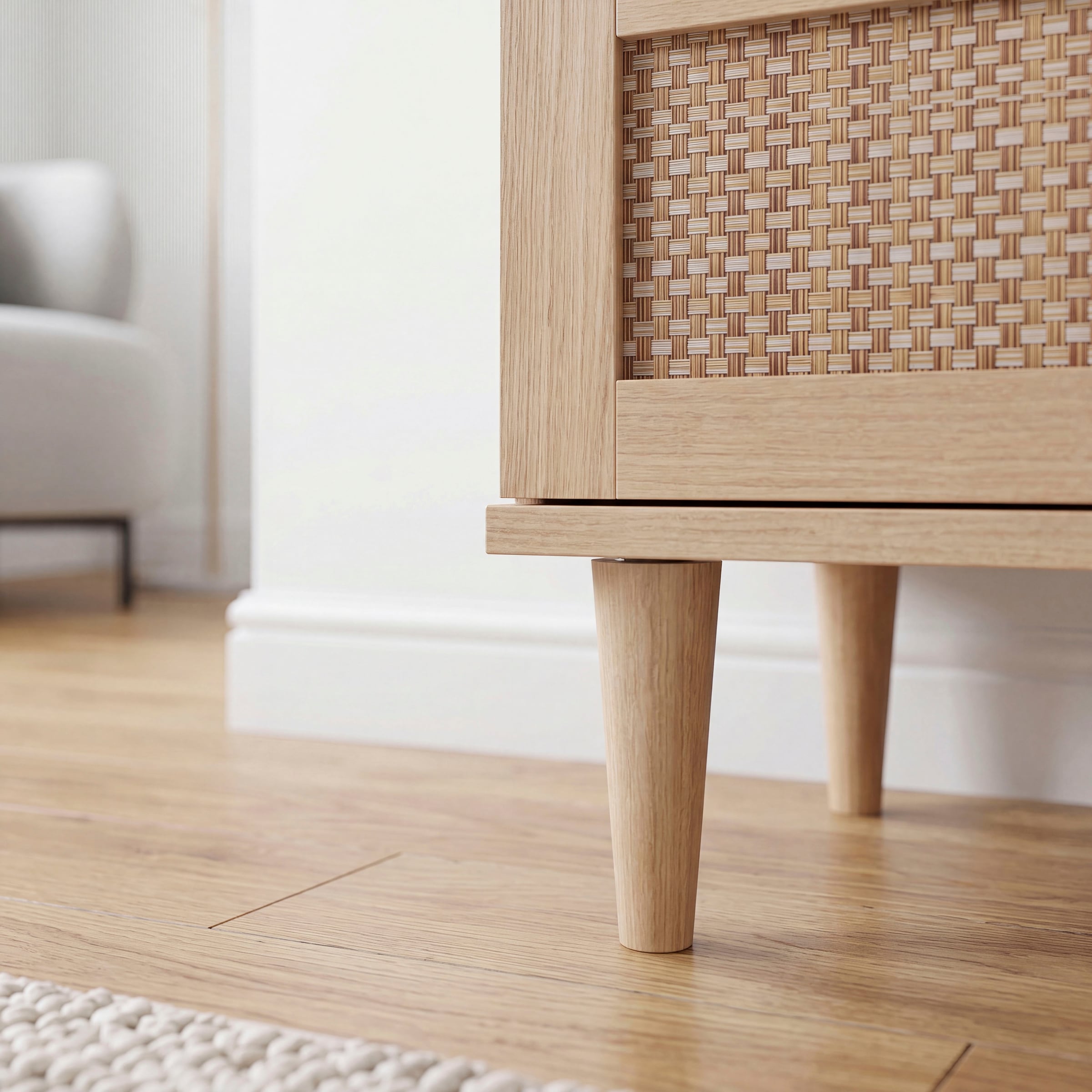 OTTO home Nachtkommode »ELLIAN mit Wiener Geflechtoptik, 2 Schubladen« Holzfüße, Metallgriffe, Made in EU, viel Stauraum