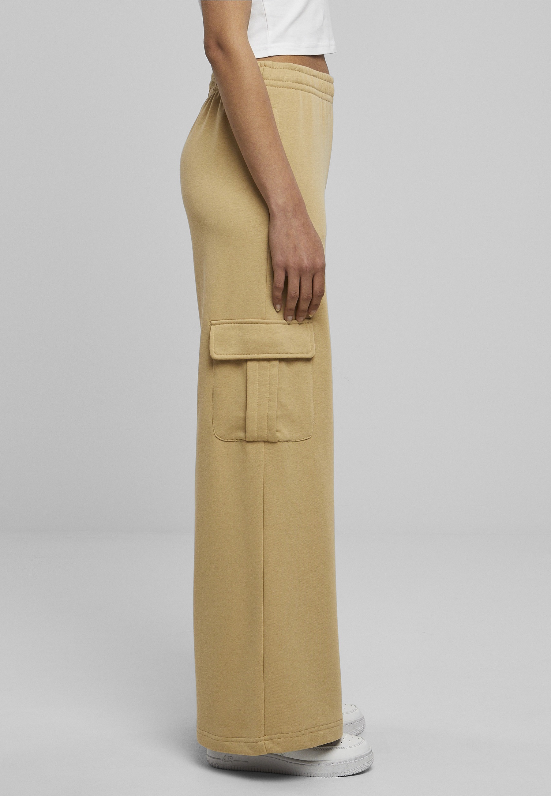 URBAN CLASSICS Cargohose »Urban Classics Damen Ladies Highwaist Wide Leg Cargo Terry Pants«