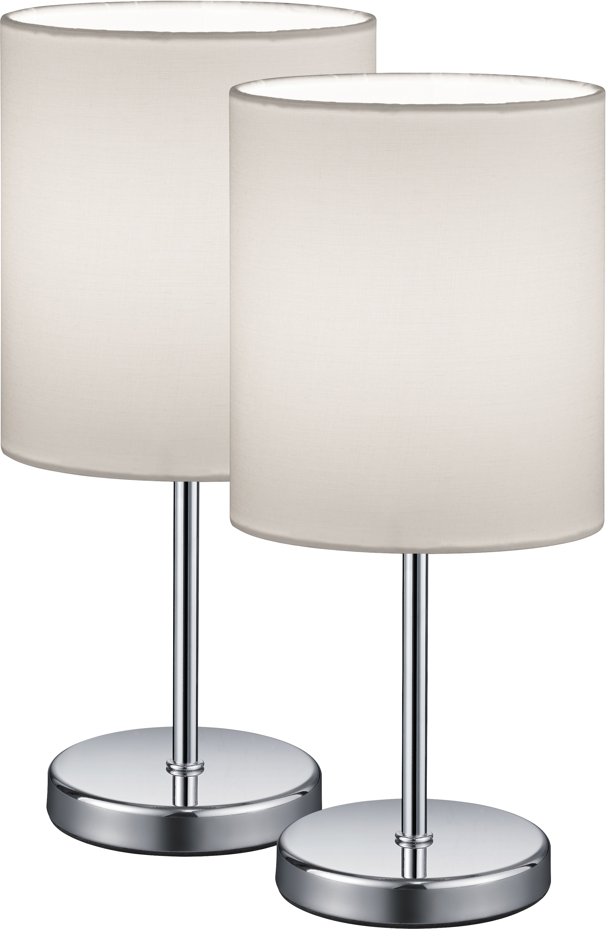 Top-Verkaufstipp TRIO Leuchten Tischleuchte Tischlampe, weiß, flammig-flammig, 1 2er-Set Stoffschirm, kaufen Nachttischlampe Schnurschalter, online »Jerry«