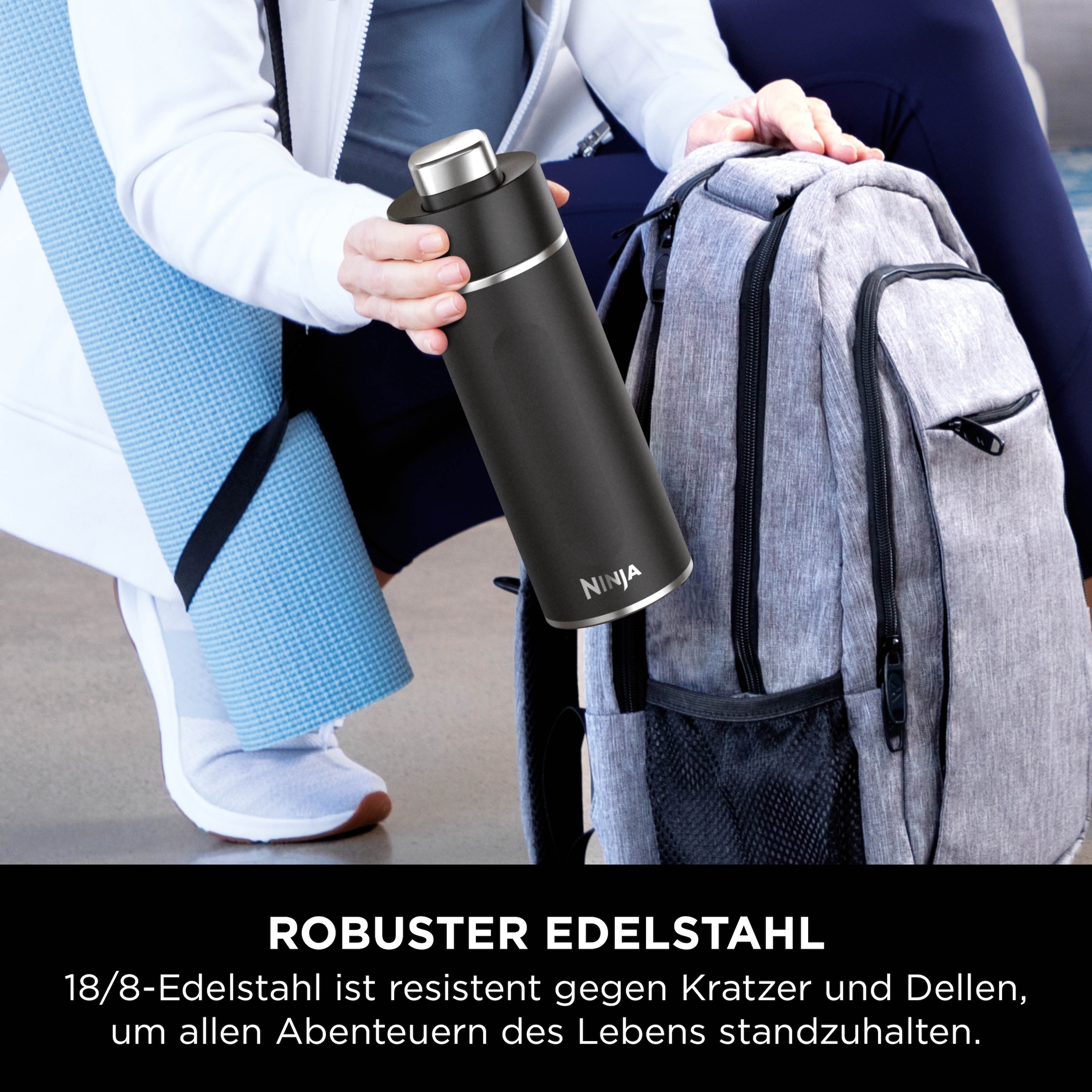 NINJA Isolierflasche »Ninja Thirsti Reiseflasche – 530 ml DW1801EUU / 700 ml DW2401EUU«, Getränke bleiben 24 Stunden kalt, 12 Stunden heiß, Eis hält 2 Tage