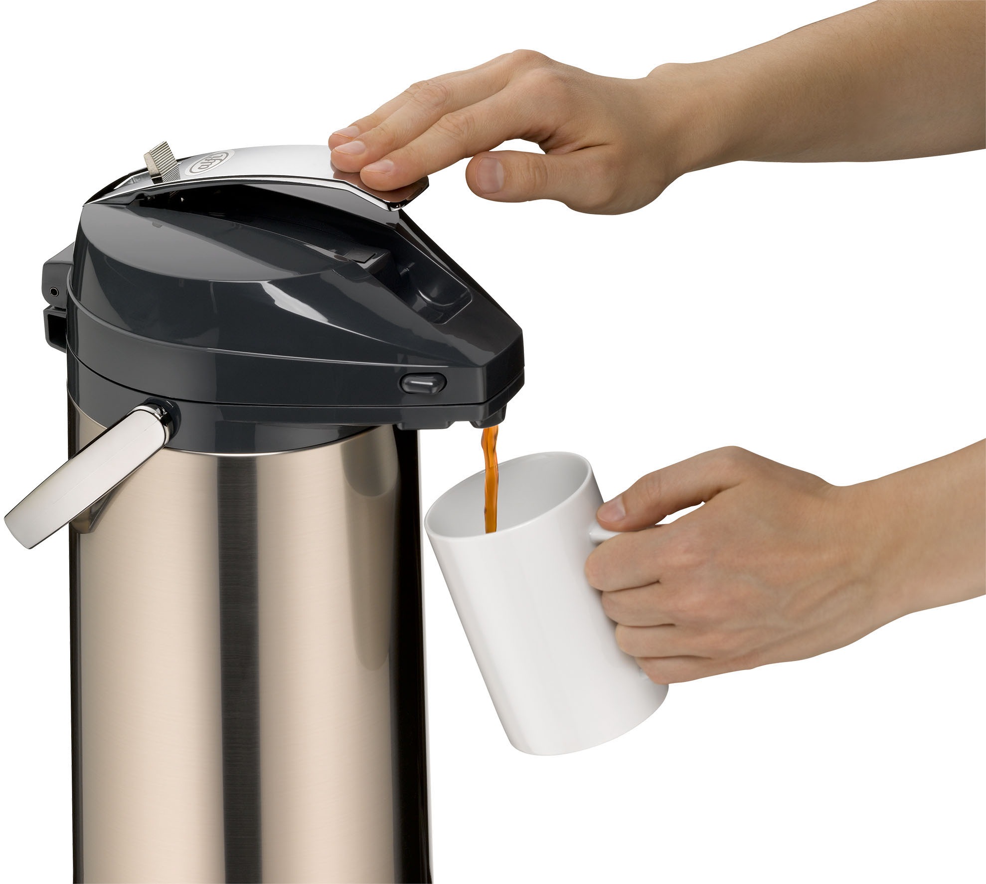Alfi Pump-Isolierkanne, 2,2 l, Edelstahl, mit Glaseinsatz