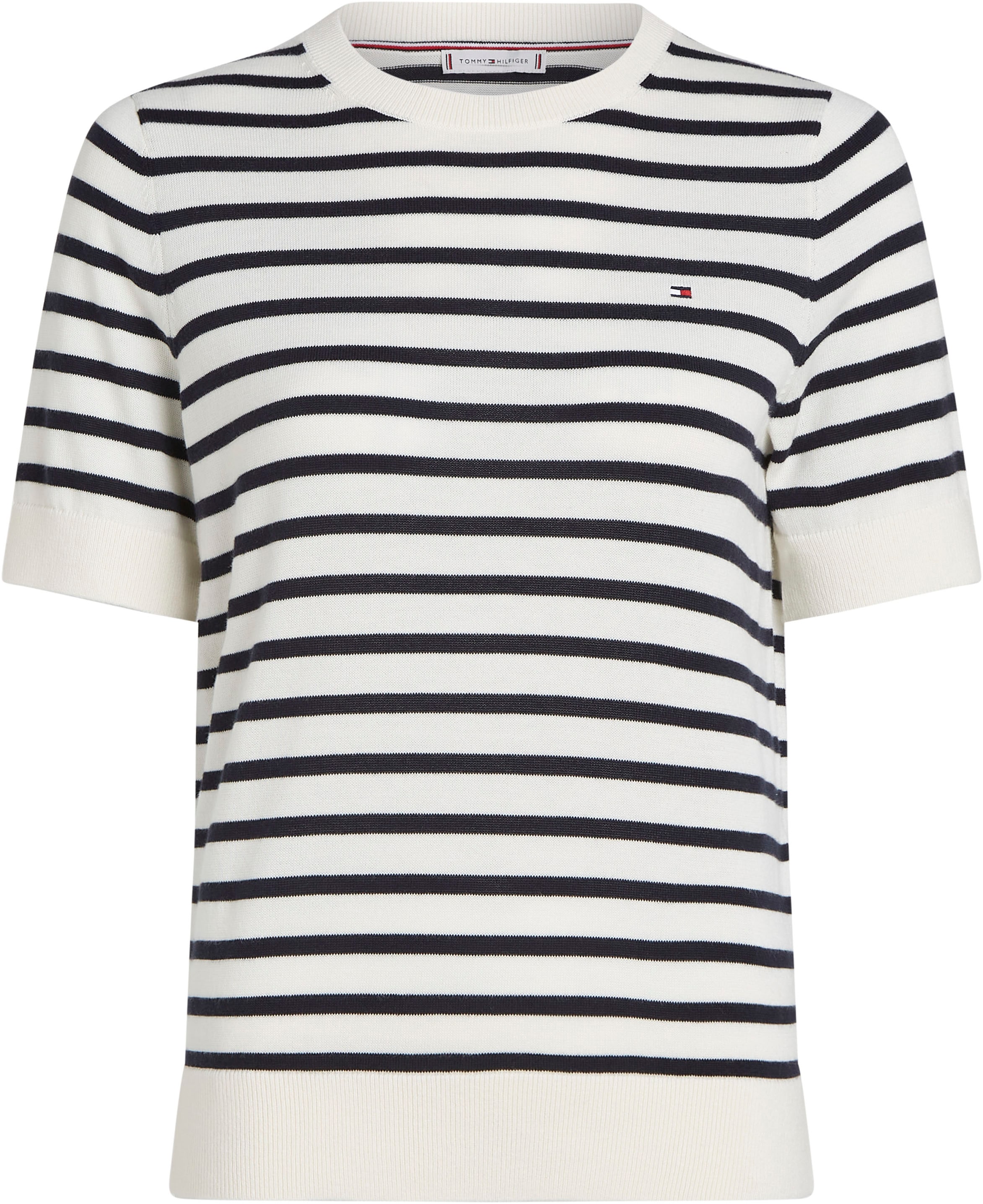 Tommy Hilfiger Kurzarmpullover »CO JERSEY STITCH C-NK SS SWEATER«, mit Logostickerei