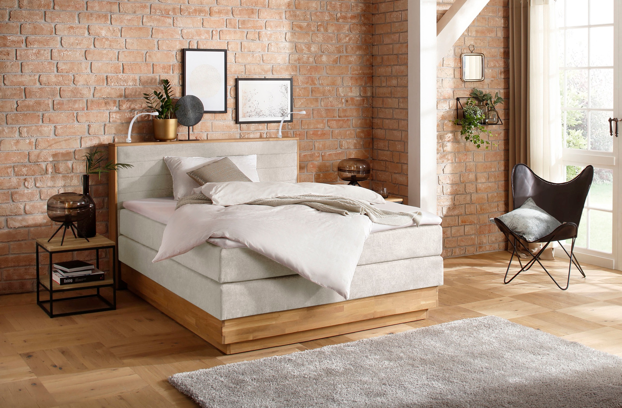 Home affaire Boxspringbett »Cavan«, Eiche, inkl. Bettkasten & Topper, versc günstig online kaufen