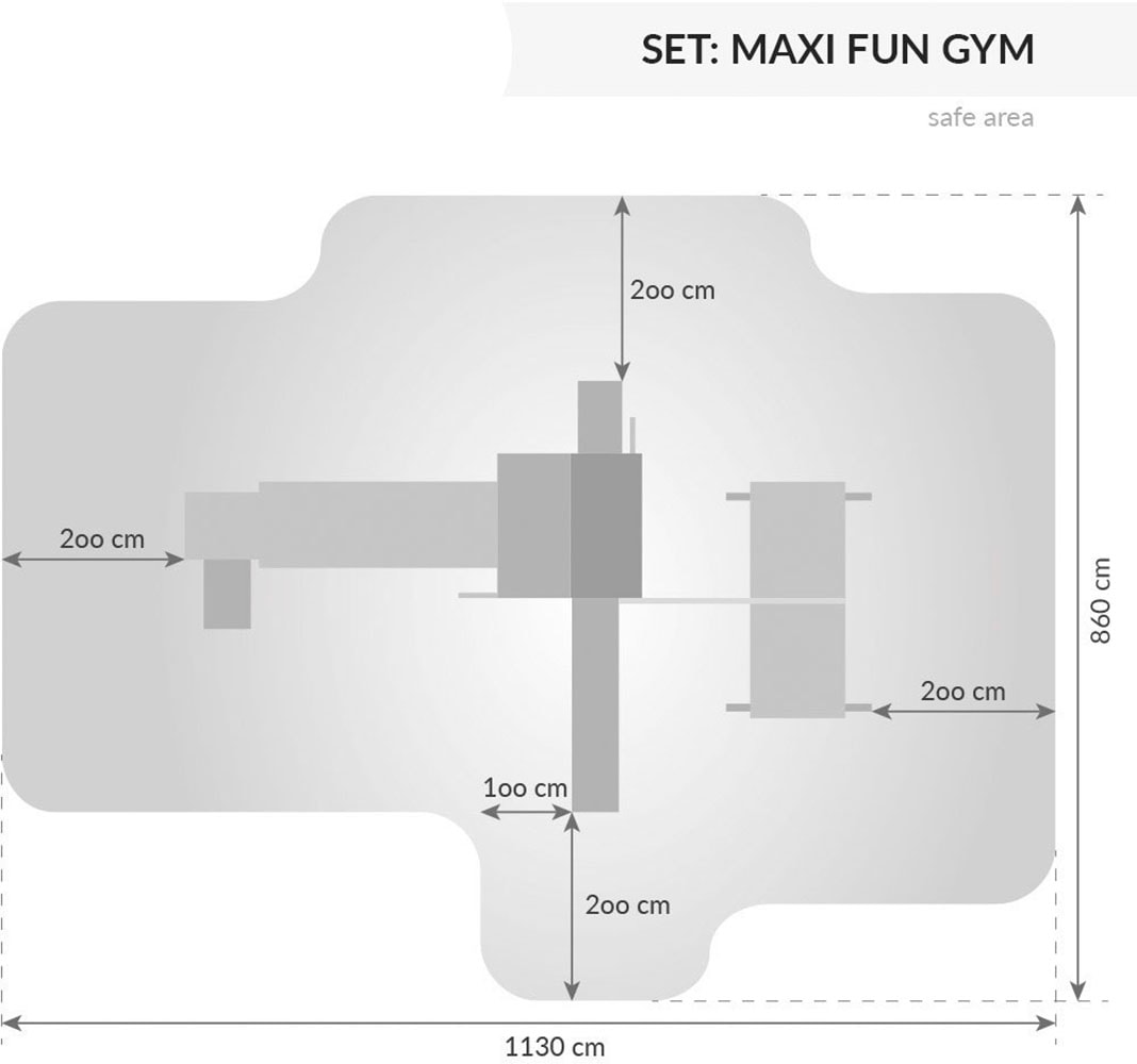 FUNGOO Spielturm »MAXI SET FUN GYM«, mit Schaukel & Rutsche, Klettererweiterung, Sandkasten