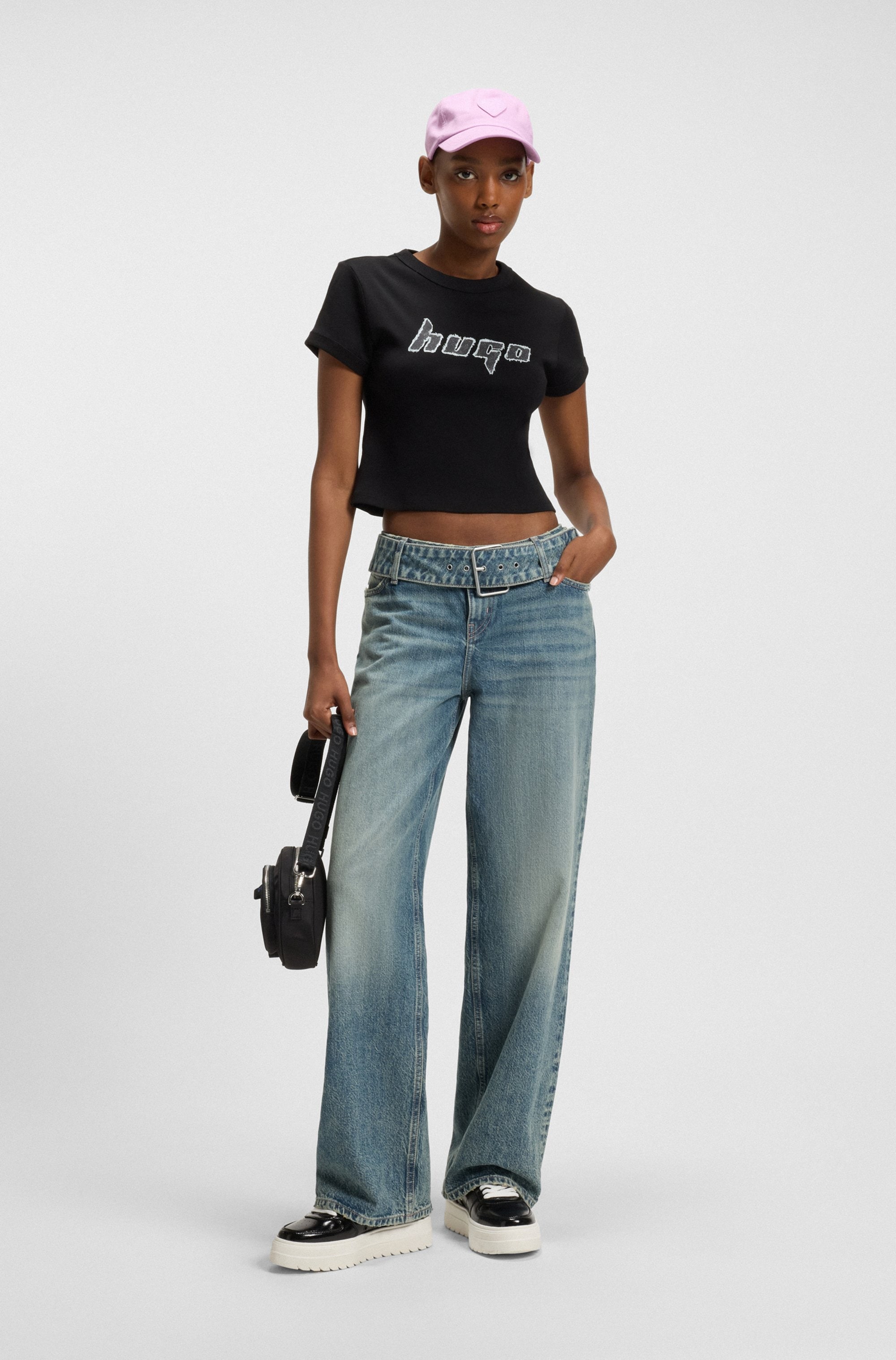 HUGO Blue Low-rise-Jeans »Glory«, mit Denim-Gürtel, Baggy Fit