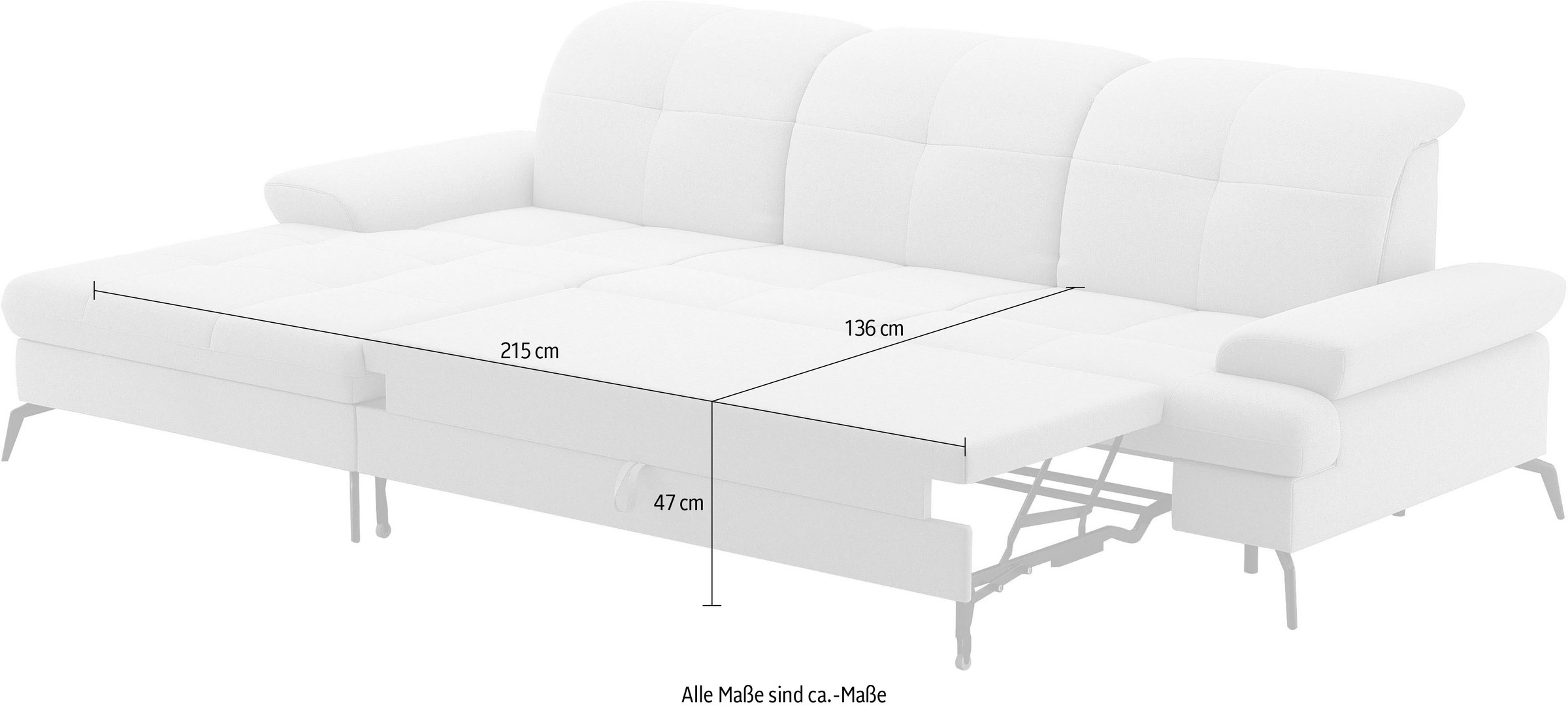 sit&more Ecksofa »Amica, L-Form, inkl. Sitztiefenverstellung & Armteilverstellung«, wahlweise mit Bettfunktion, Bettkasten und Kopfteiverstellung