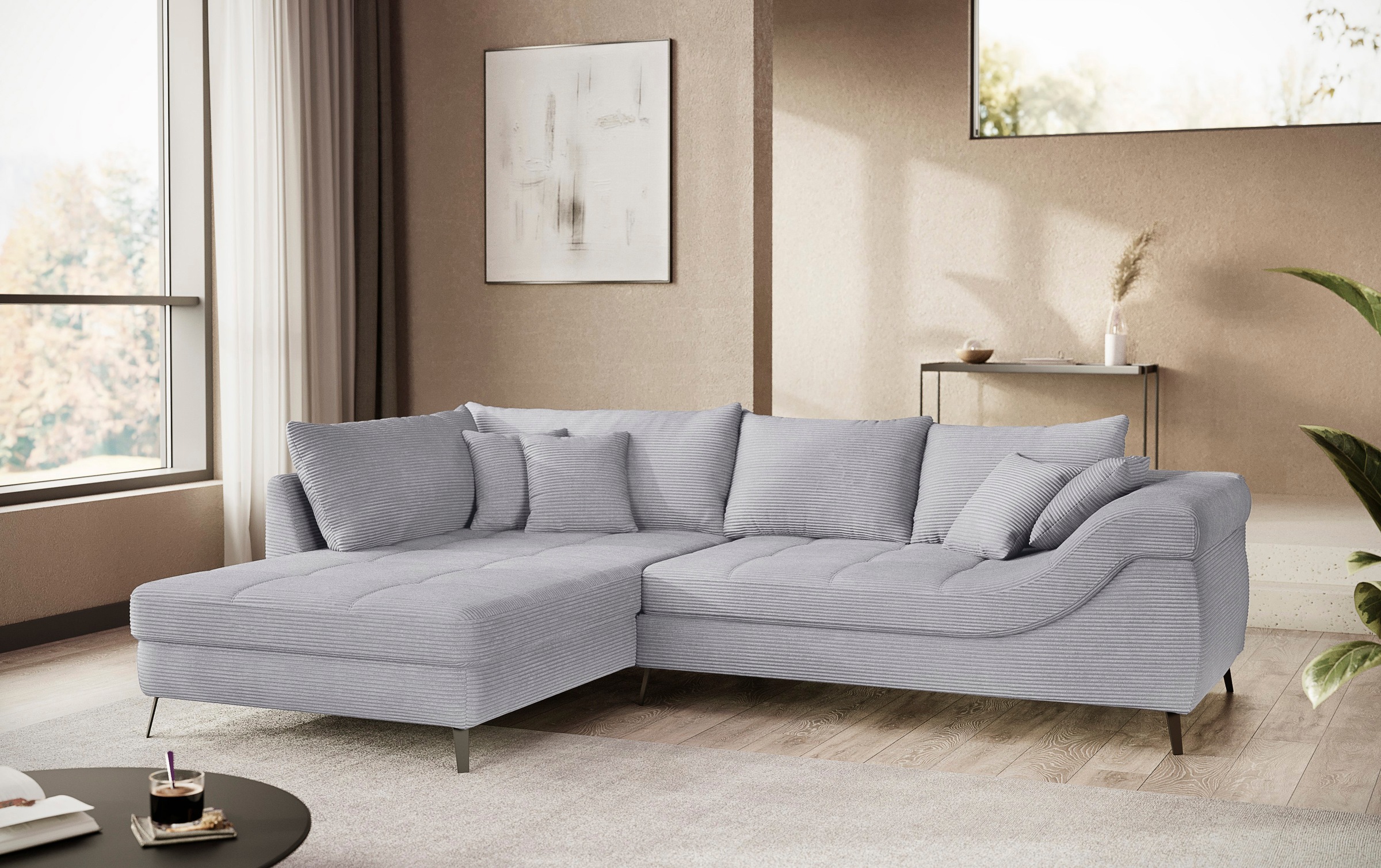 Mr. Couch Ecksofa »Portofino L-Form«, 4 Bezugsqualitäten, 13,5 cm hohe Meta günstig online kaufen