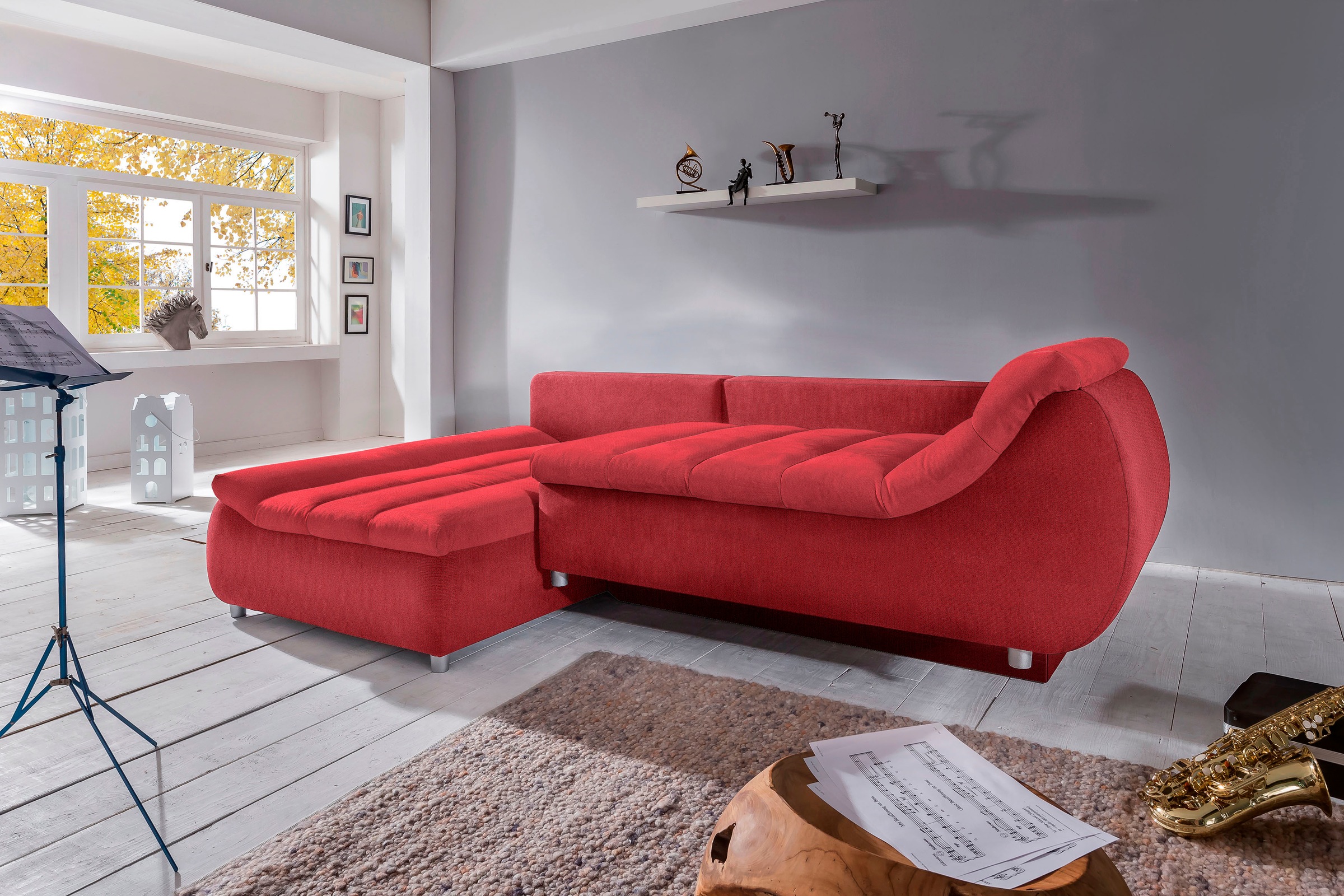 INOSIGN Ecksofa »Imola elegant und bequem, aktuelle Steppung im Sitz, L-For günstig online kaufen