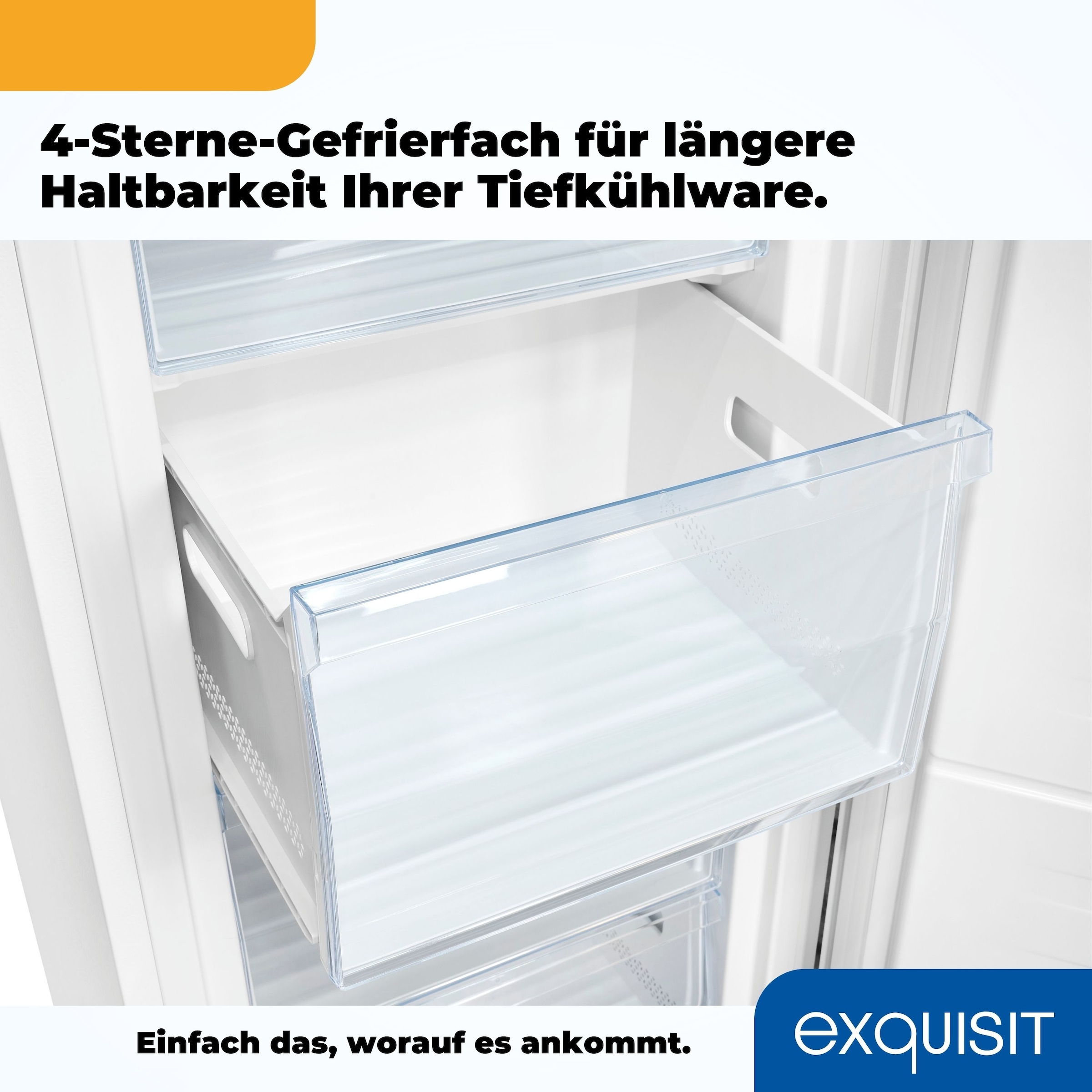 exquisit Gefrierschrank »GS230-H-010E« 143,4 cm hoch 55 cm breit 4*-Gefrierschrank  mit praktischem Griff – leicht & bequem zu öffnen