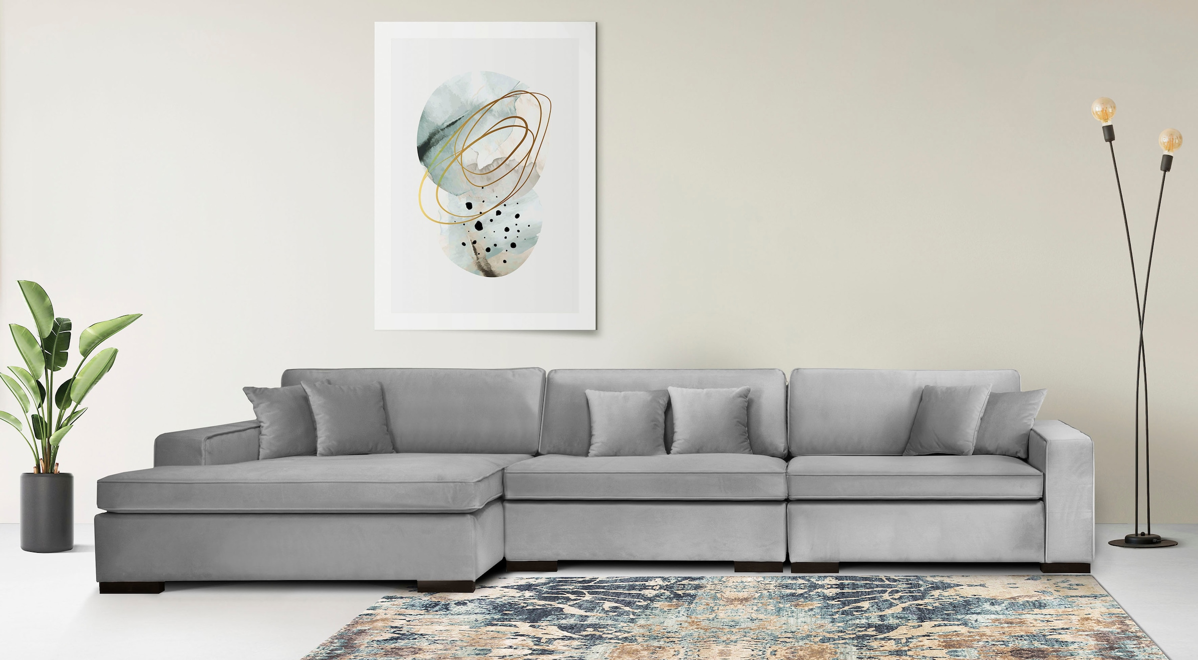 Home affaire Ottomane »Skara L-Form«, Lounge-Sofa mit Federkernpolsterung, günstig online kaufen