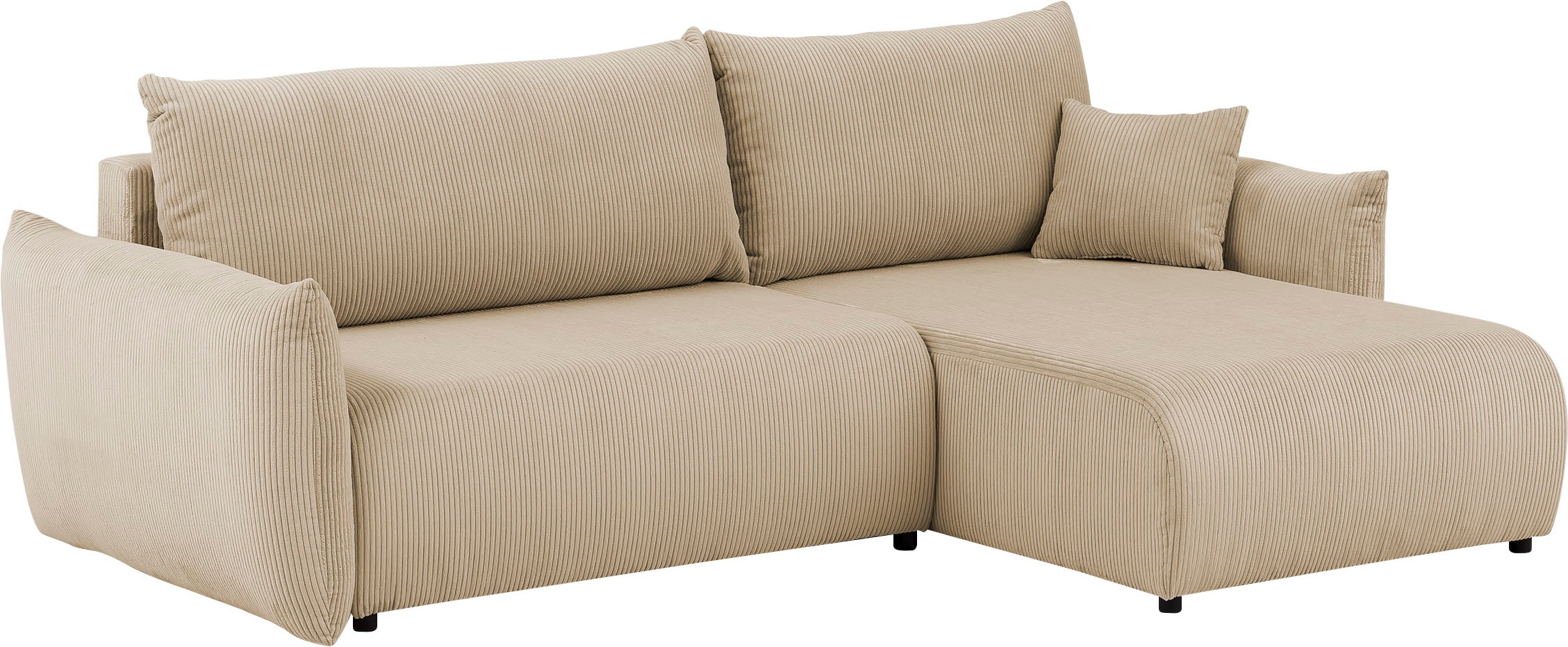 INOSIGN Ecksofa »MAVAS Schlafsofa mit Bettkasten, L-Form,«, ca.257/127cm (Liegefläche 212/145 cm), Cord, Chenille, Struktur