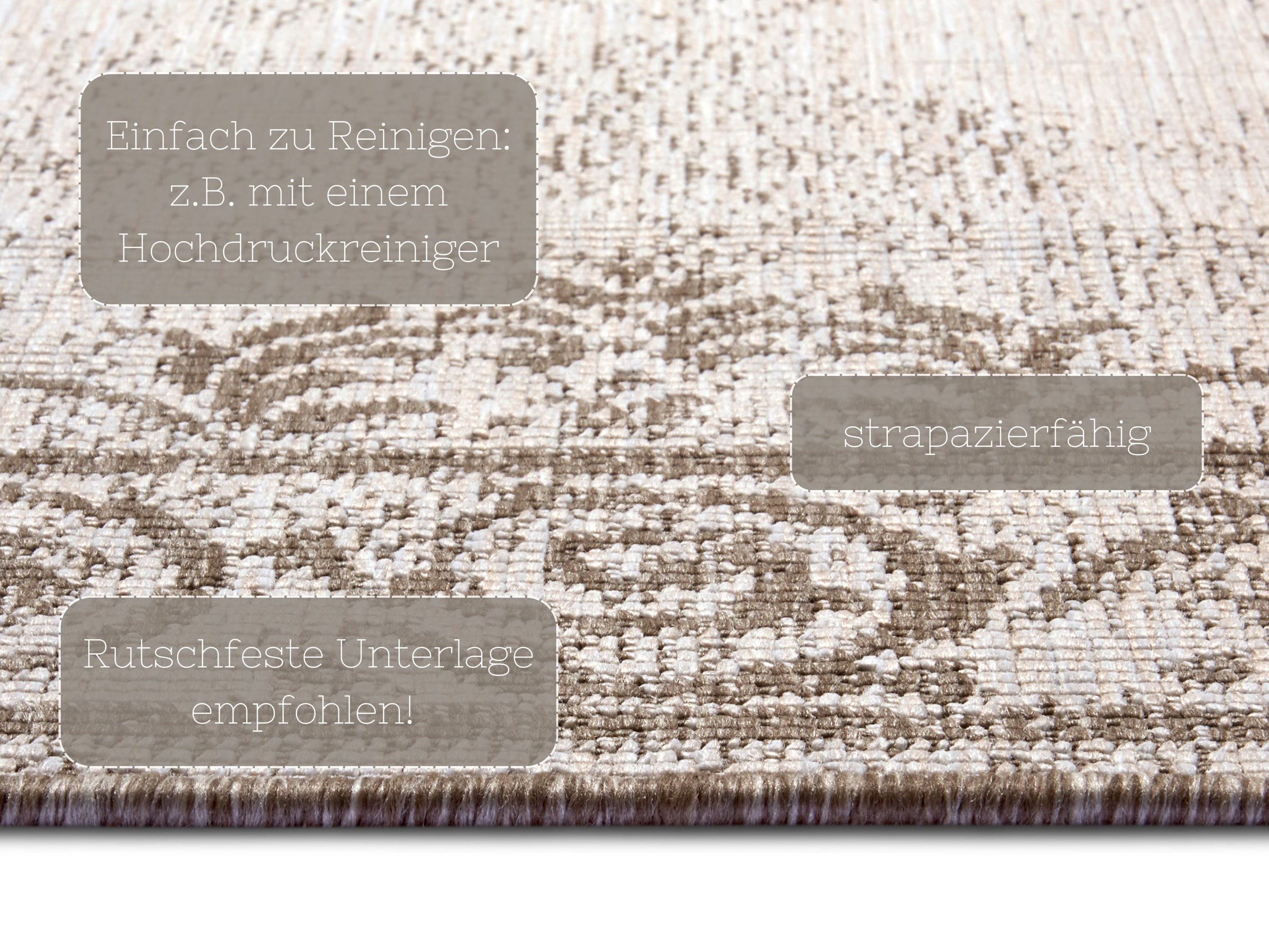 NORTHRUGS Teppich »CEBU Wendeteppich«, rechteckig, 5 mm Höhe, In-& Outdoor, Wetterfest, Balkon, Wohnzimmer, Wasserfest, Orientalisch
