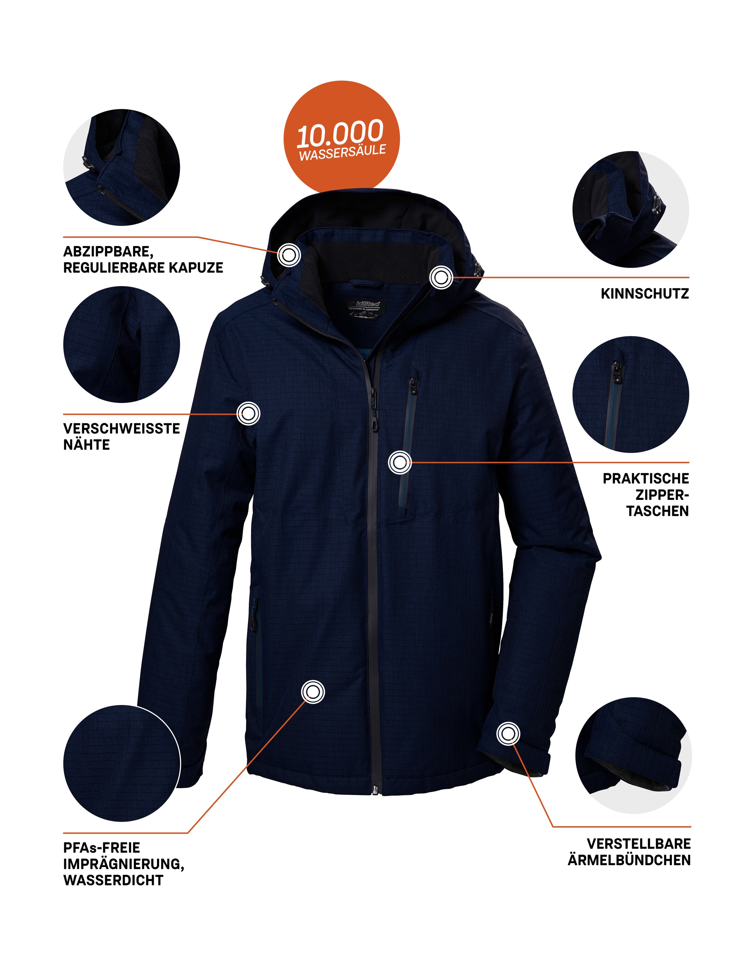 Killtec Funktionsjacke »KOW 7 MN JCKT«, Wasser- und winddichte Outdoorjacke, atmungsaktiv, Melange Optik