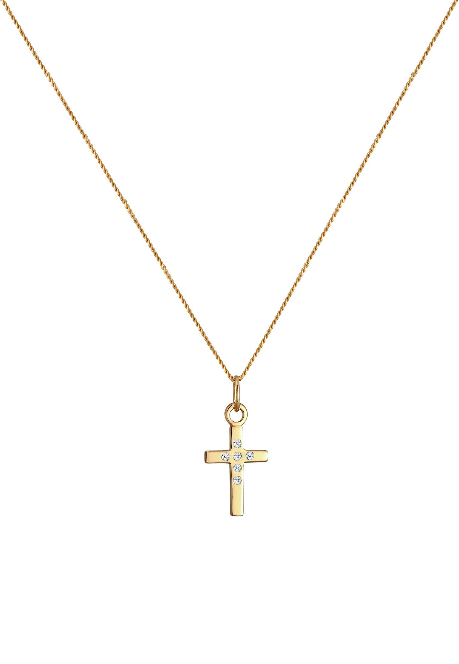 Elli DIAMONDS Collierkettchen »Kreuz Diamant Weiß Brillantschliff (0.03 ct) 585 Gelbgold«