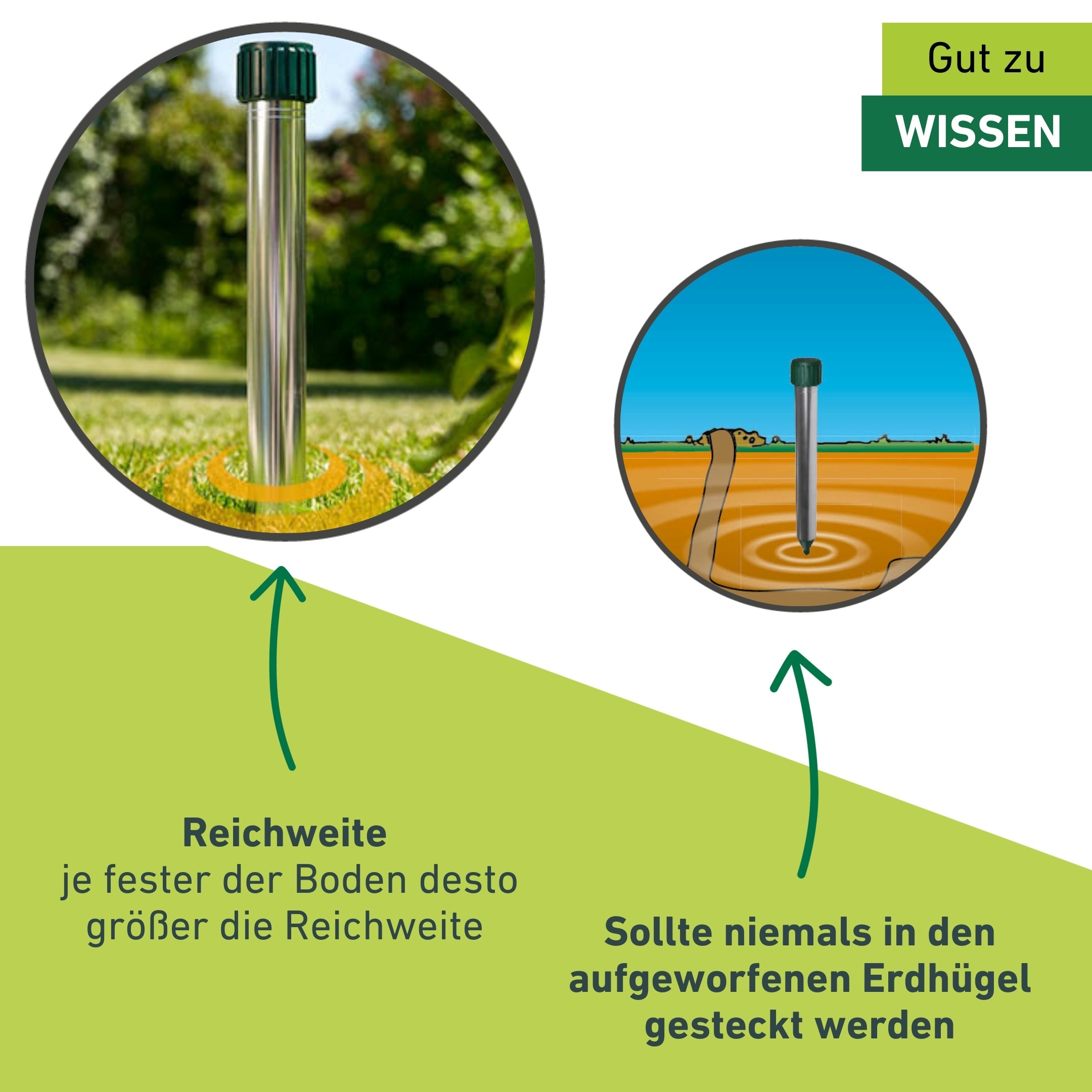 Windhager Ultraschall-Tierabwehr »Maulfwurfschreck und Wühlmausvertreiber Premium, batteriebetrieben« Wirkungsbereich 900 m² mit Resonanzschwingungen und Ultraschall