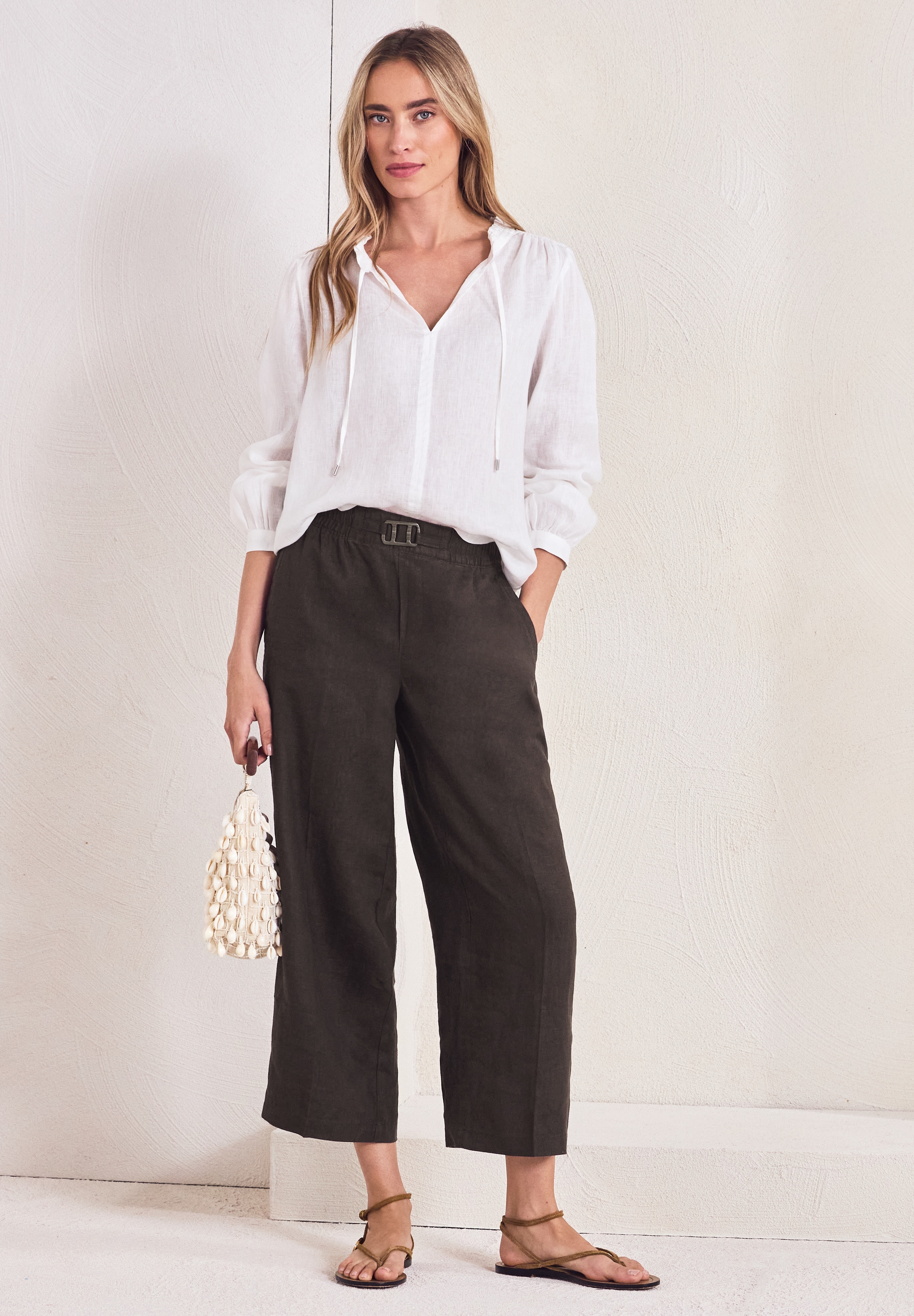 STREET ONE Stoffhose »Style Emee«  Leinenhose mit Schnallendetail