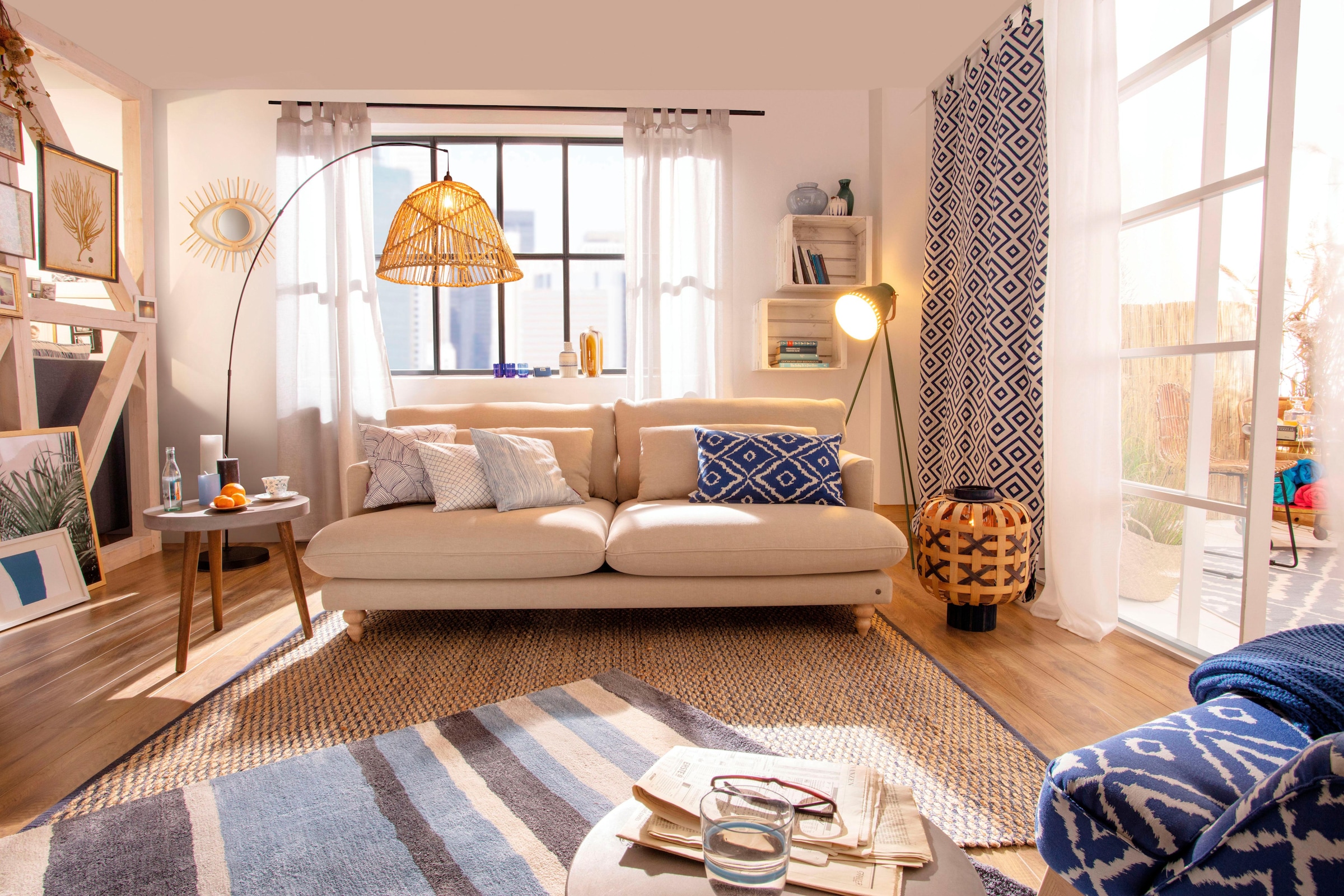 TOM TAILOR HOME Teppich »Braid«, rechteckig, 7 mm Höhe, Flachgewebe, handgewebt, Material: 70% Jute, 30% Baumwolle