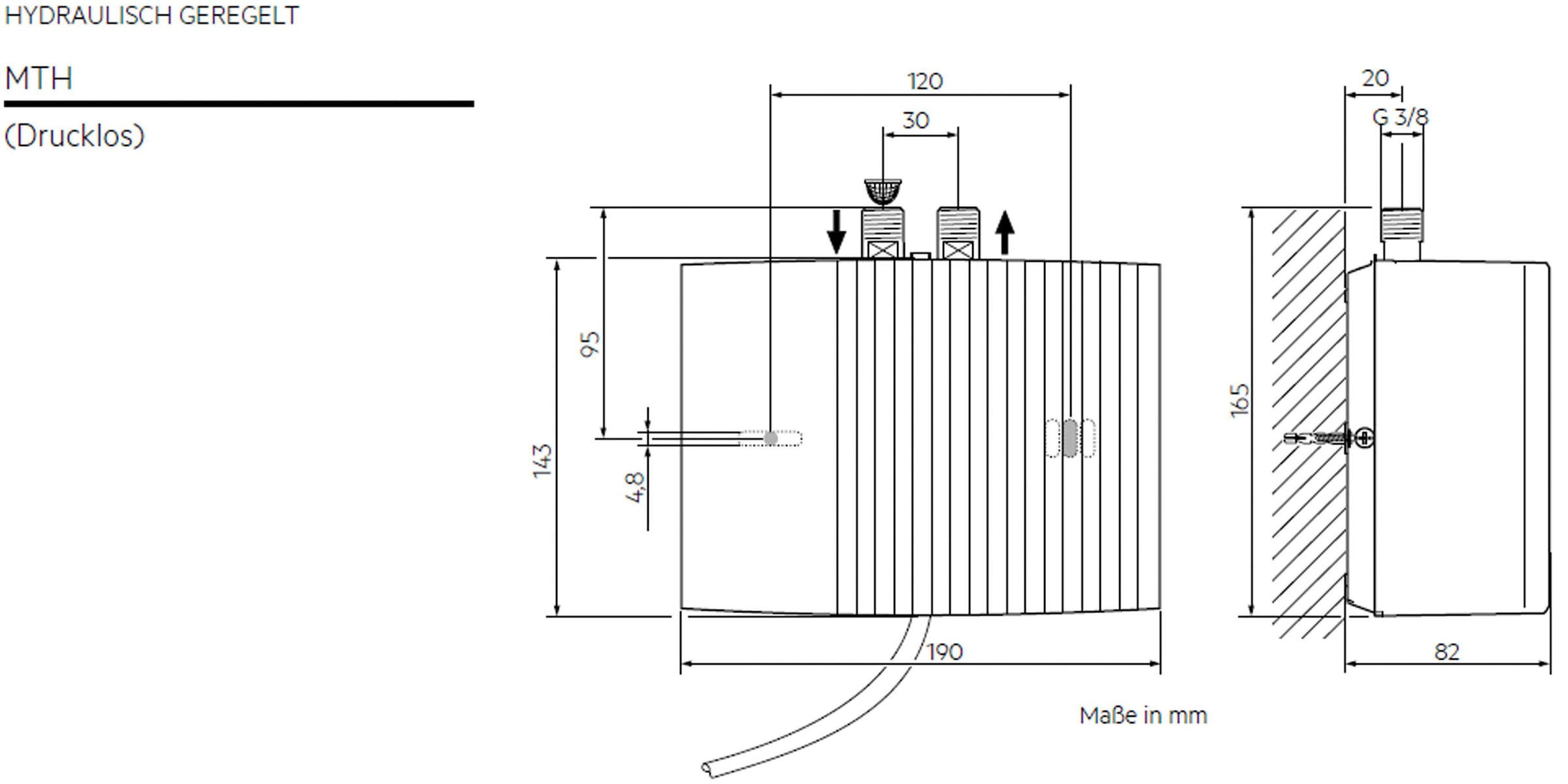 AEG-Haustechnik Klein-Durchlauferhitzer »MTH 350 f. Handwaschbecken, 3,5 kW, m. Stecker«, untertisch, mit Armatur