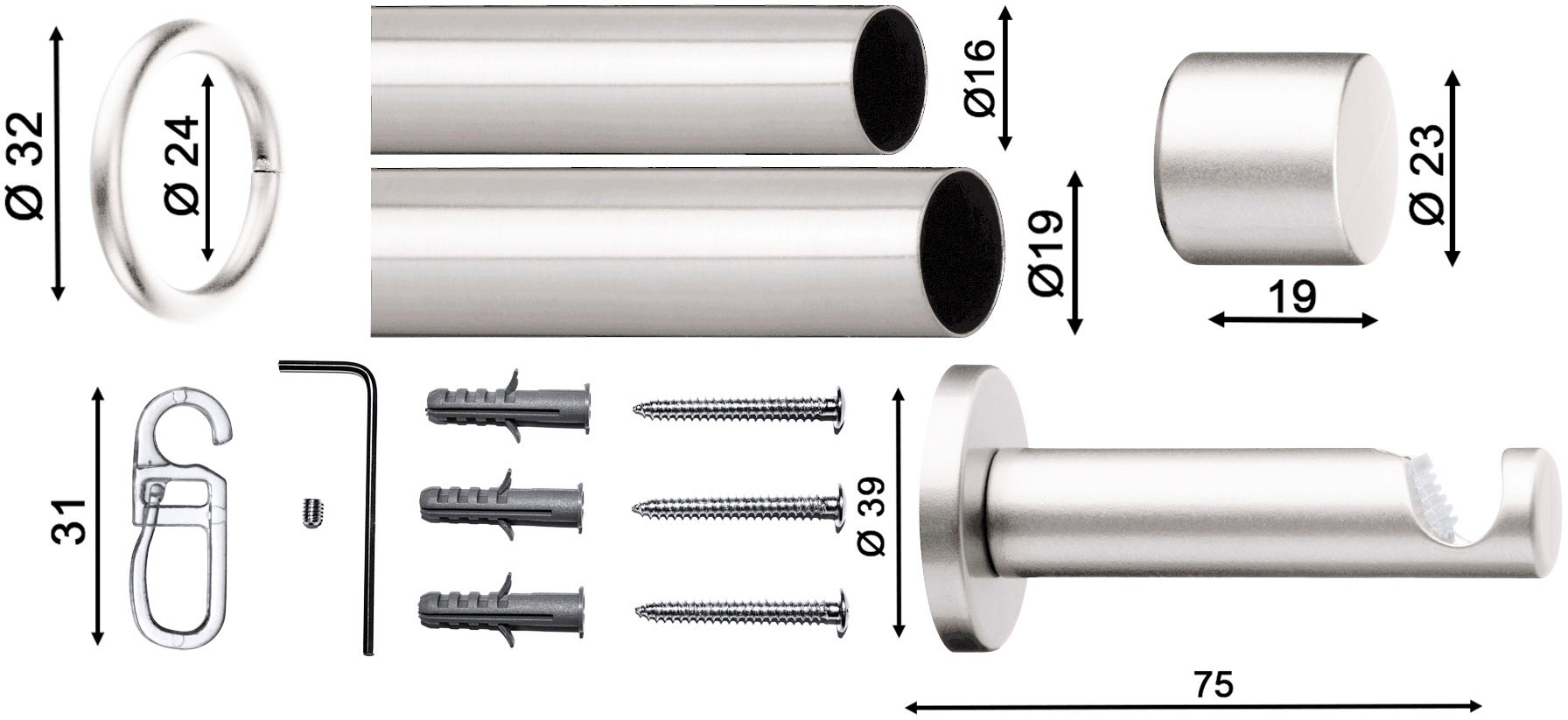 indeko Gardinenstange »Andrax« Ø 20 mm 1 läufig-läufig ausziehbar stufenlos günstig online kaufen